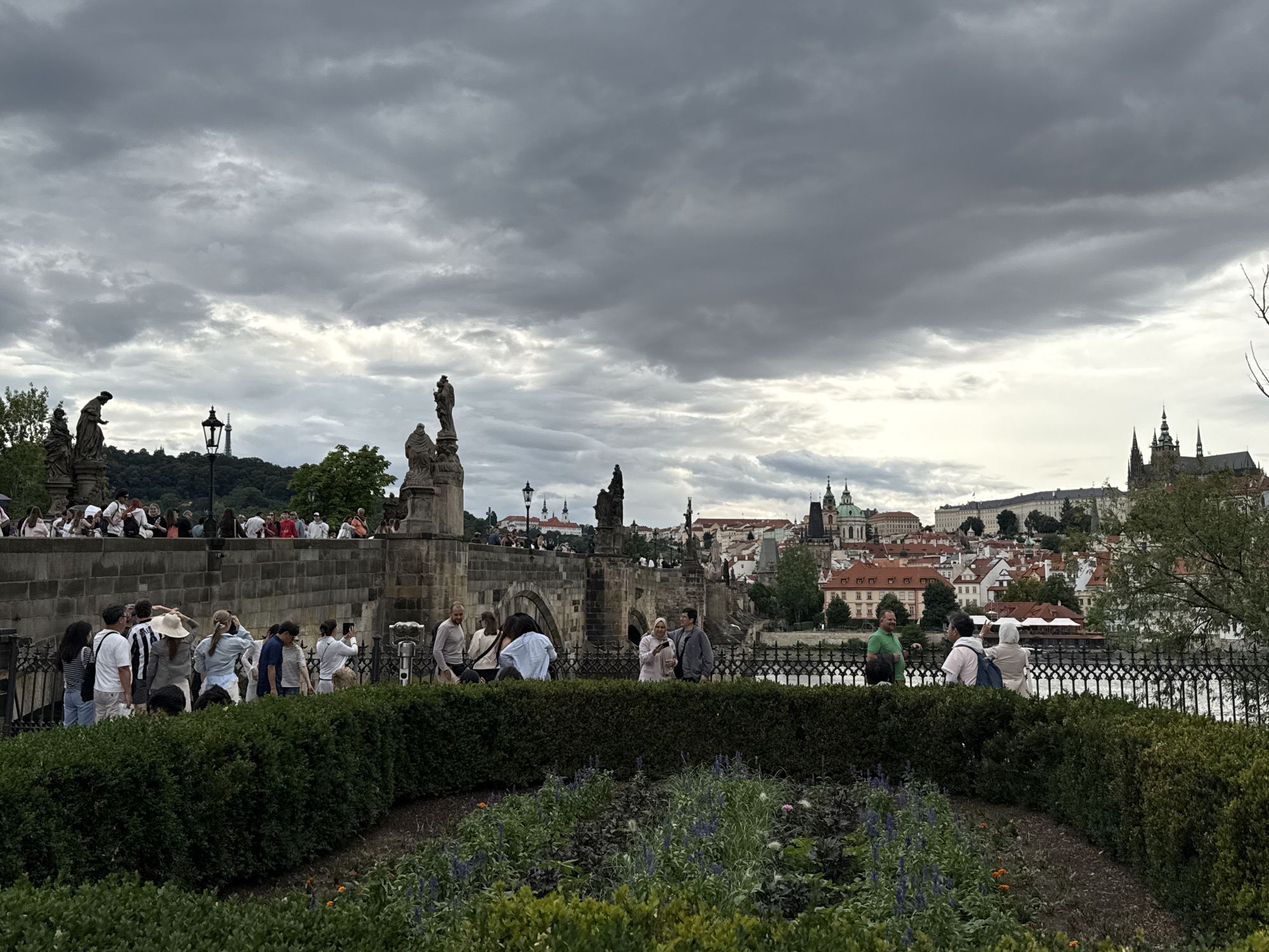 Prague landmarks on a grey summer afternoon