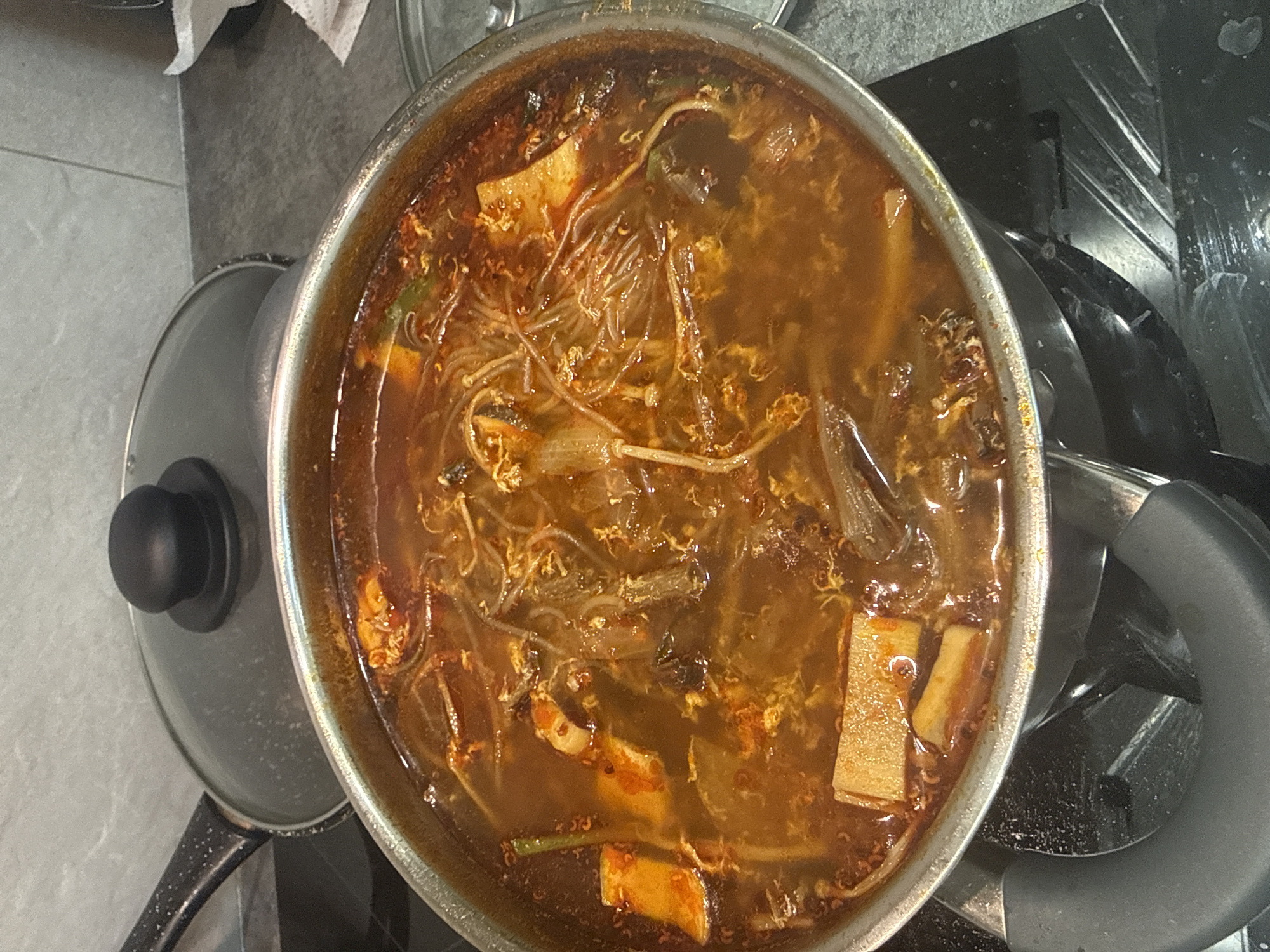 Stovetop stew and a hopeful dog in a Russian kitchen