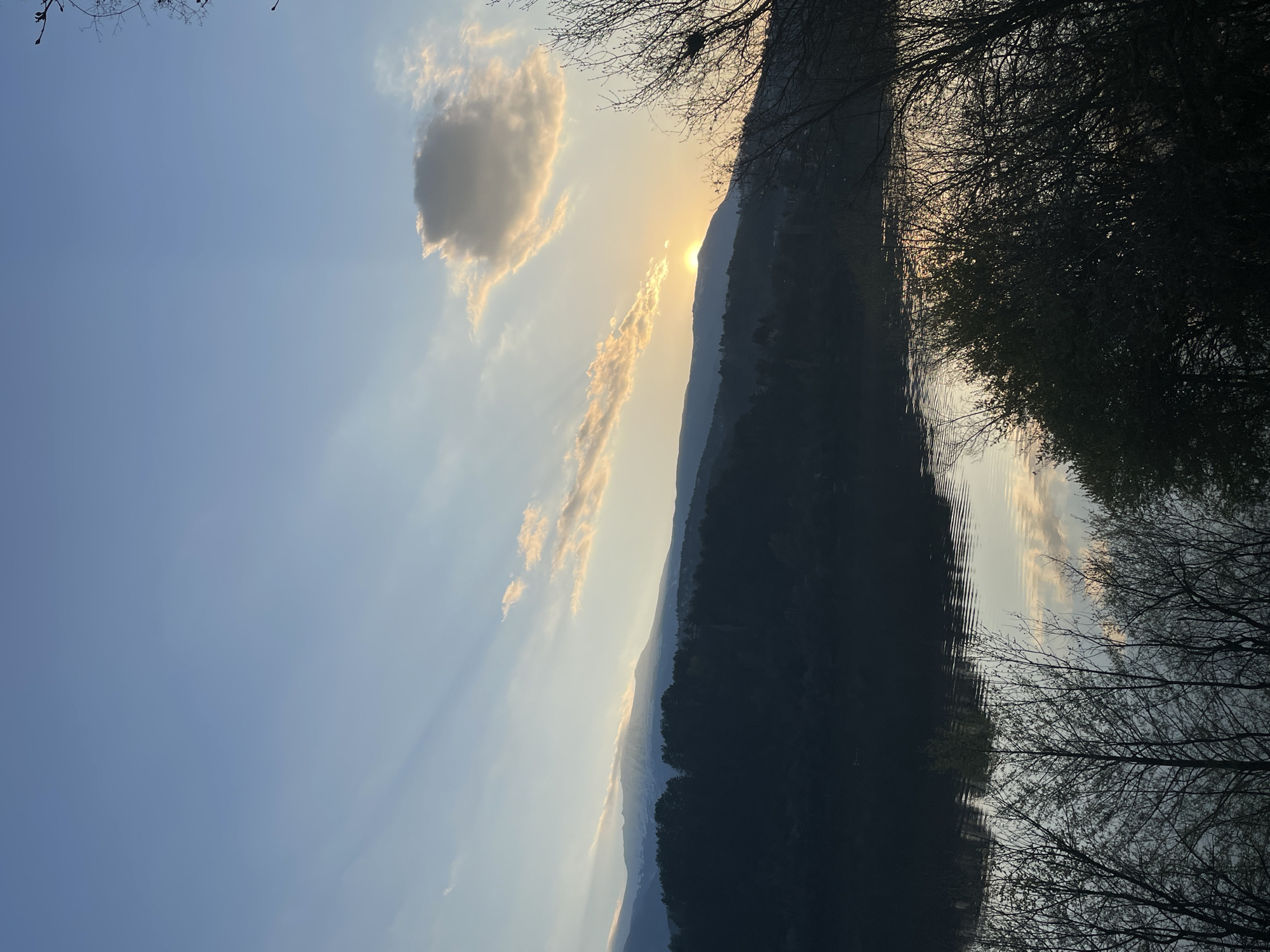 Sunset documented over Pancharevo Lake from construction site