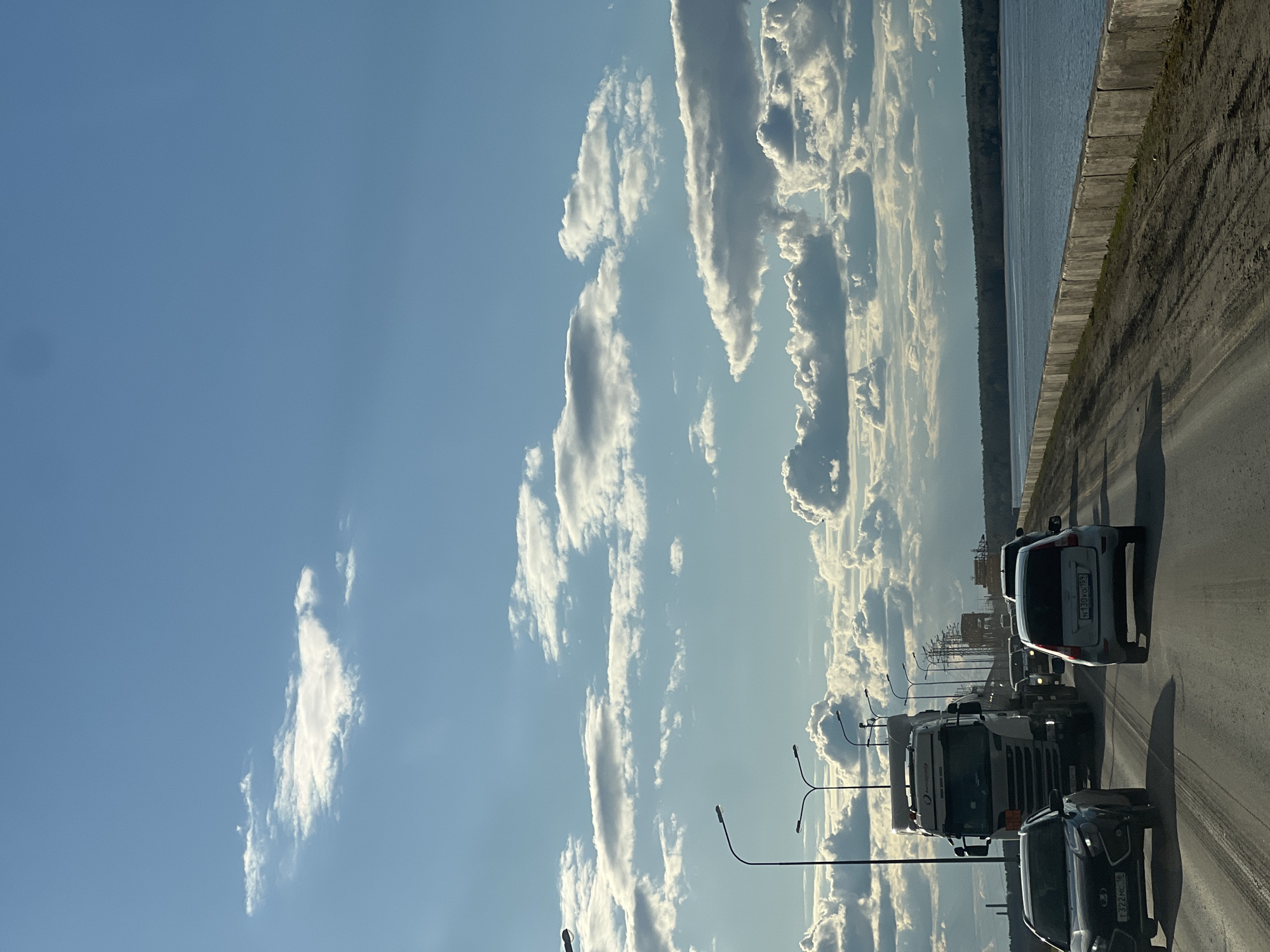 Midday scenes documented around Chaikovsky's waterfront and roads