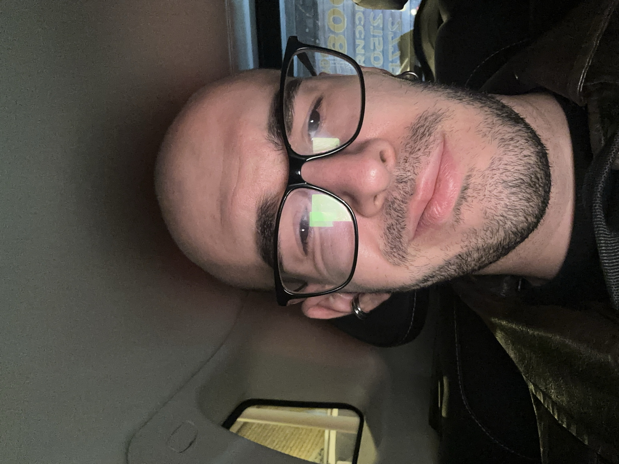 Man photographed in vehicle interior in Moscow