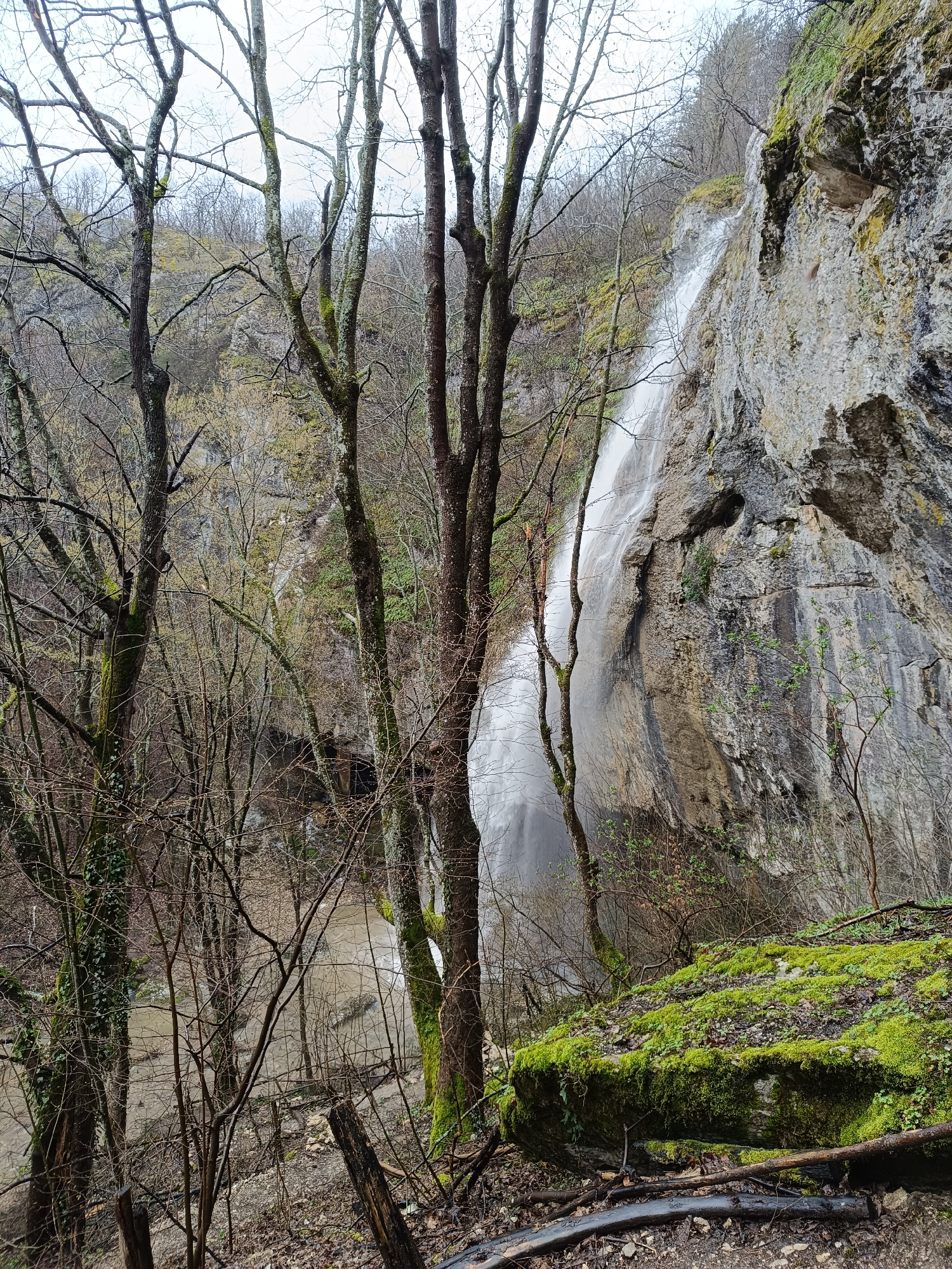 Waterfall documented in mountainous terrain near Veselinovo, Bulgaria
