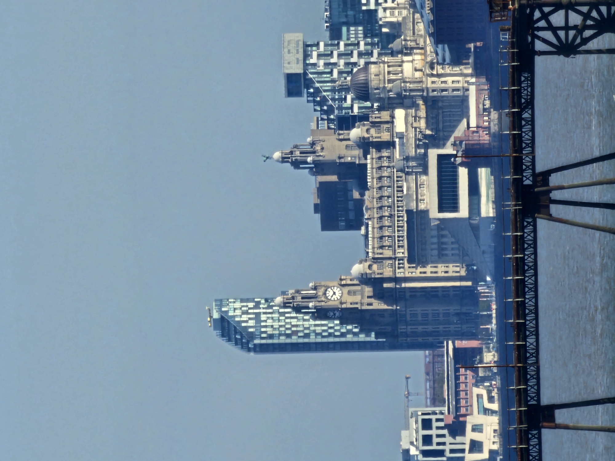 Clear morning views of Liverpool skyline captured from New Ferry