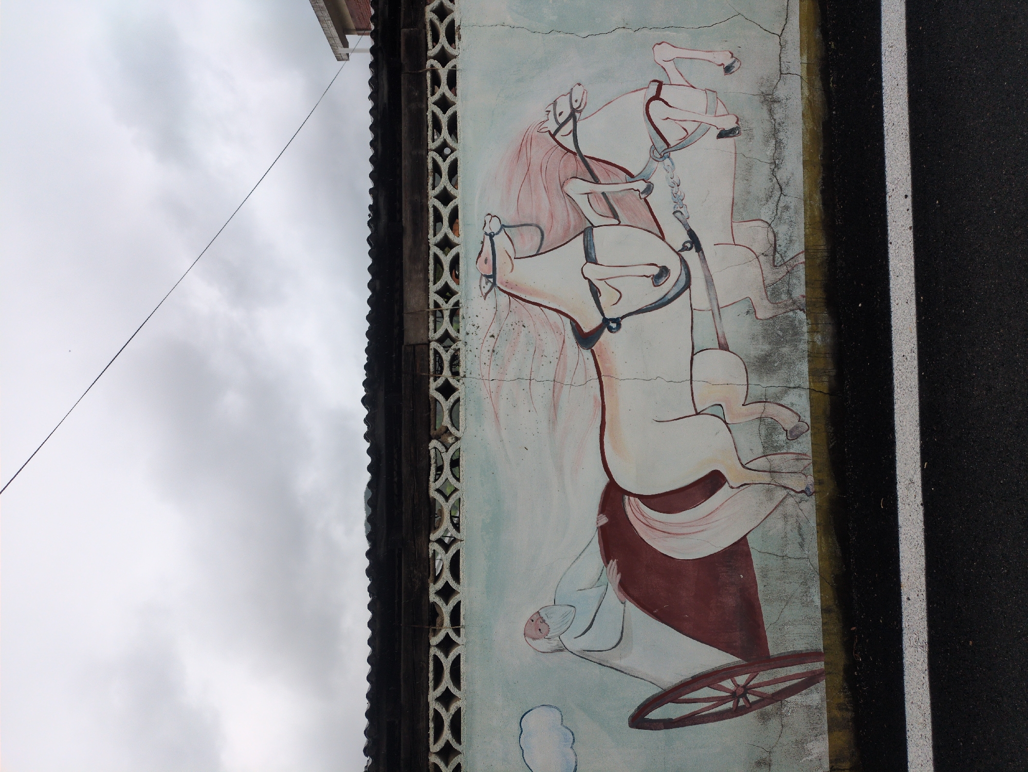Mural featuring horses and figures documented in Geonjin-ri