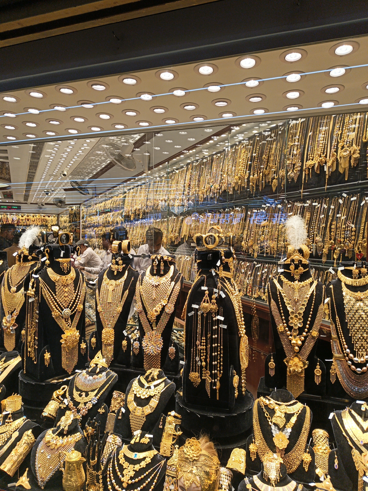 Urban shopping district journey documented through jewelry stores and transit