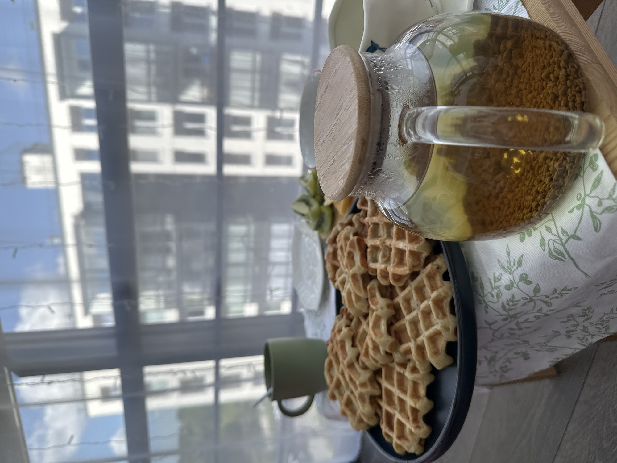Waffles, tea, and a construction site on a Vsevolozhsk morning