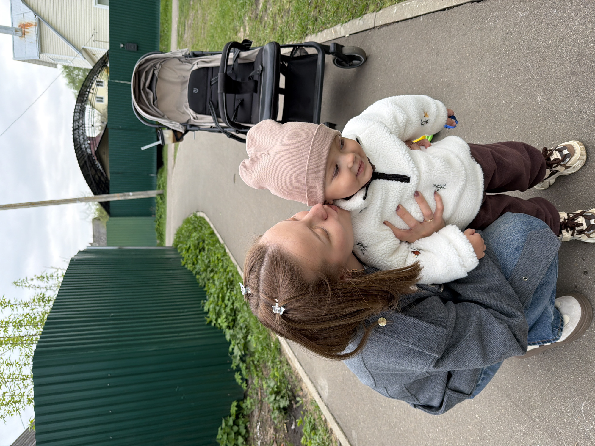 Family documents spring afternoon together in Reshetnikovo, Russia