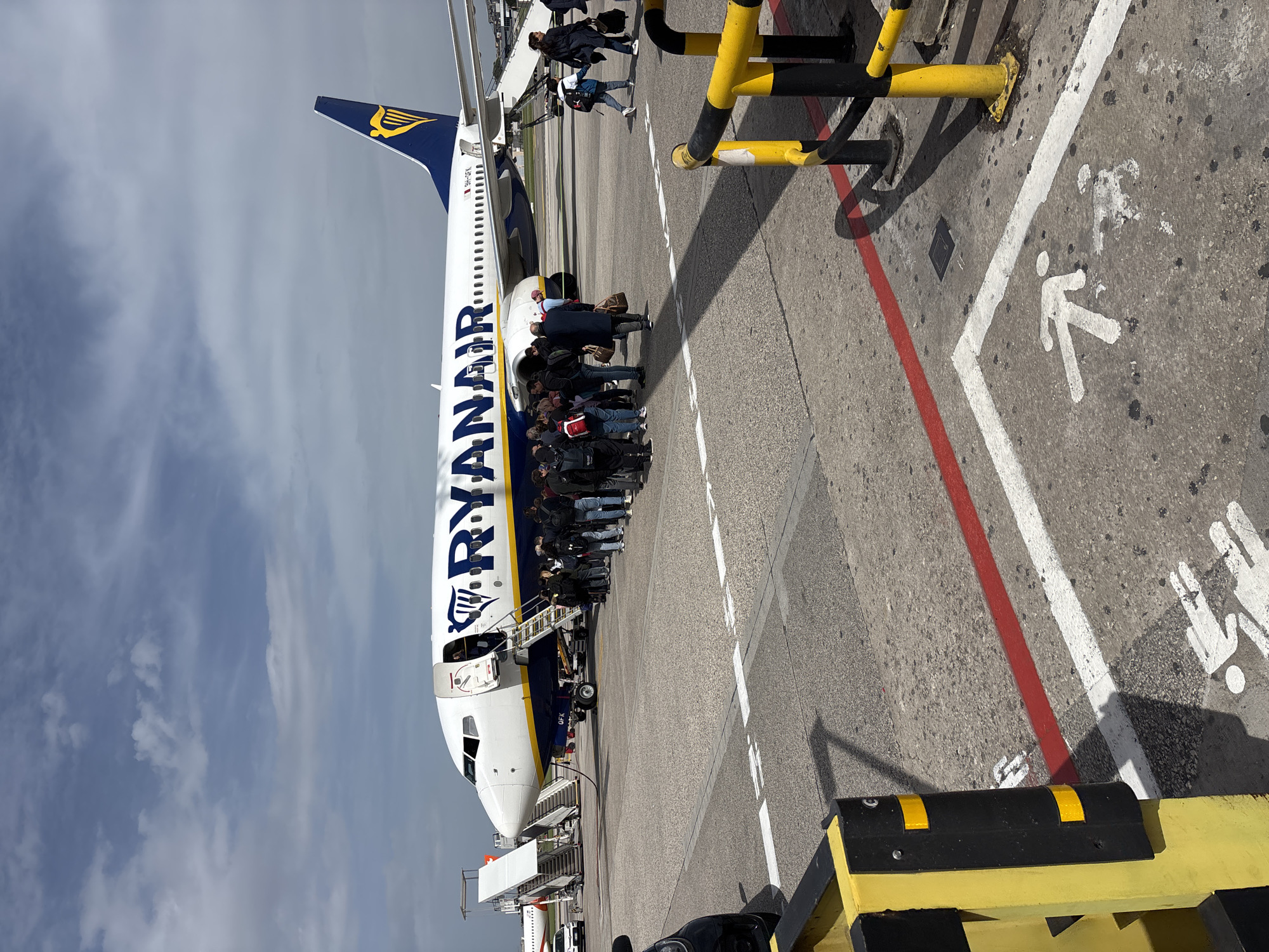 Ryanair flight boards passengers at Naples airport
