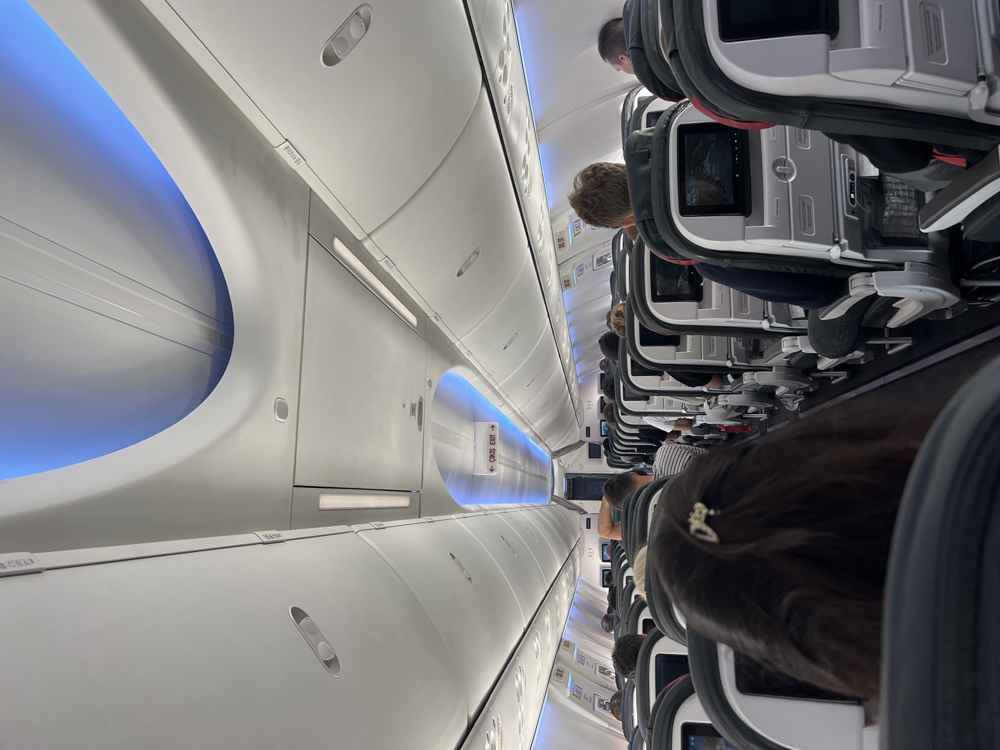 Aircraft cabin interior documented by passenger in Arnavutköy, Turkey