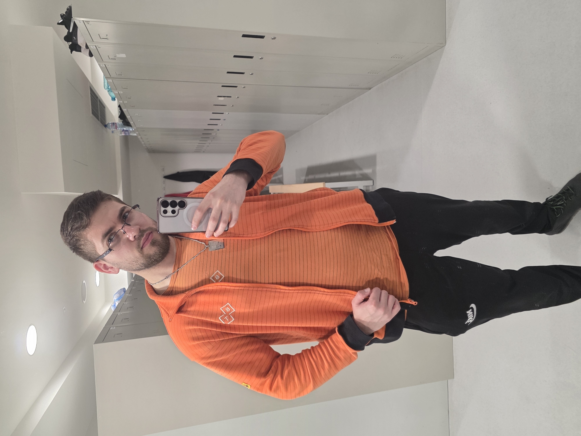 Man documents workplace selfie session in Plovdiv warehouse facility