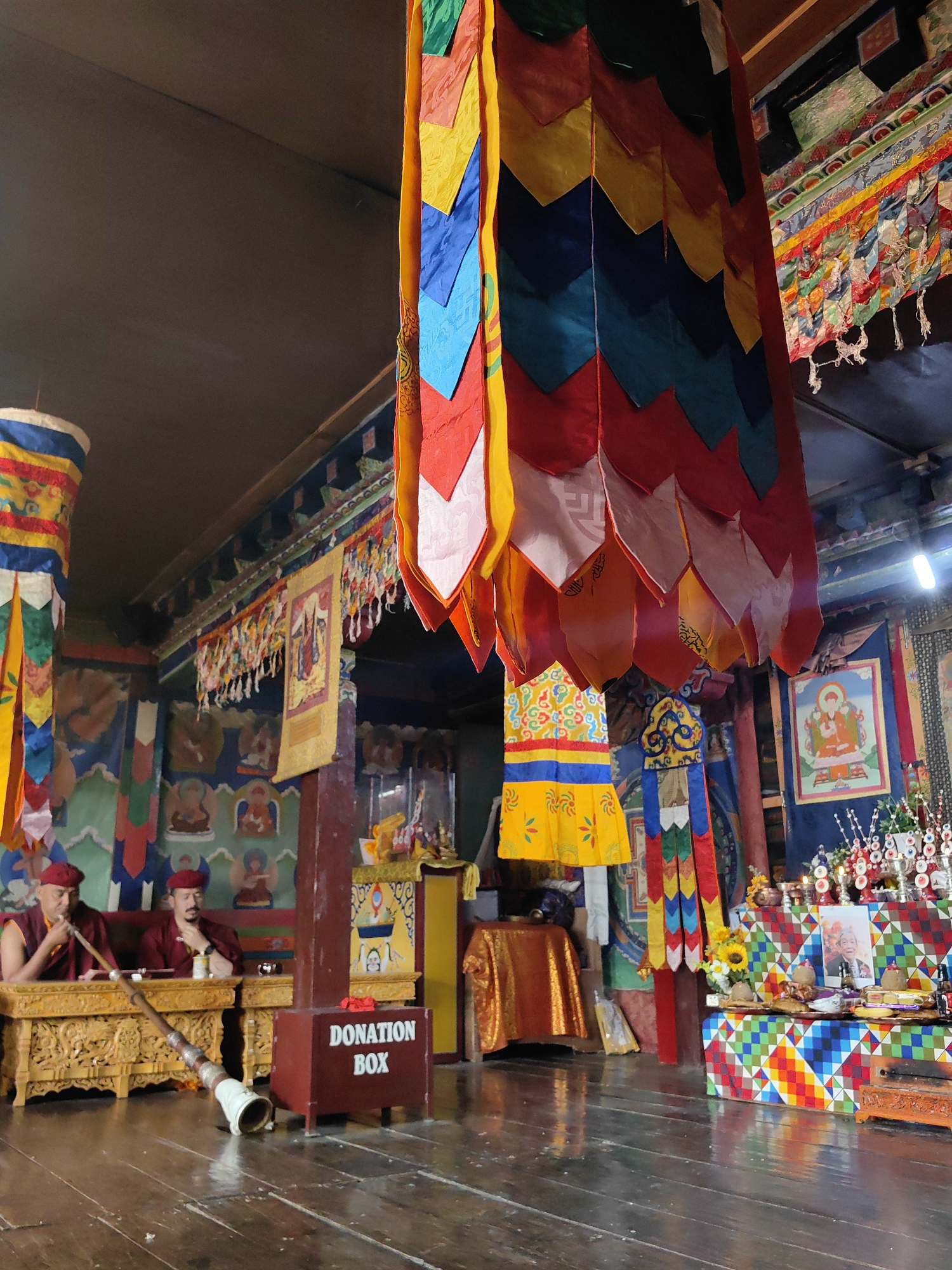 Morning at a Keylong monastery, between the altar and the valley