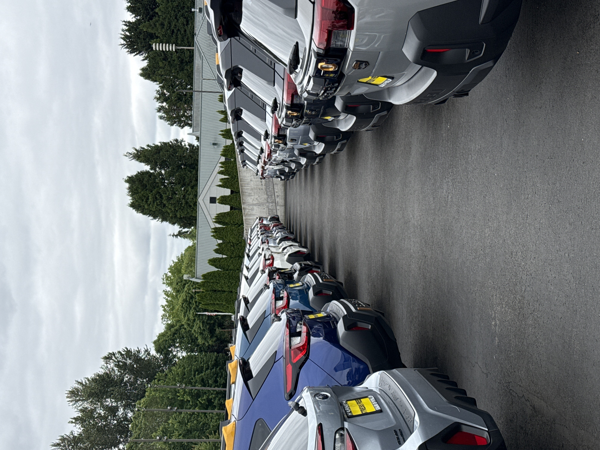 New Subaru Crosstreks lined up at Puyallup lot