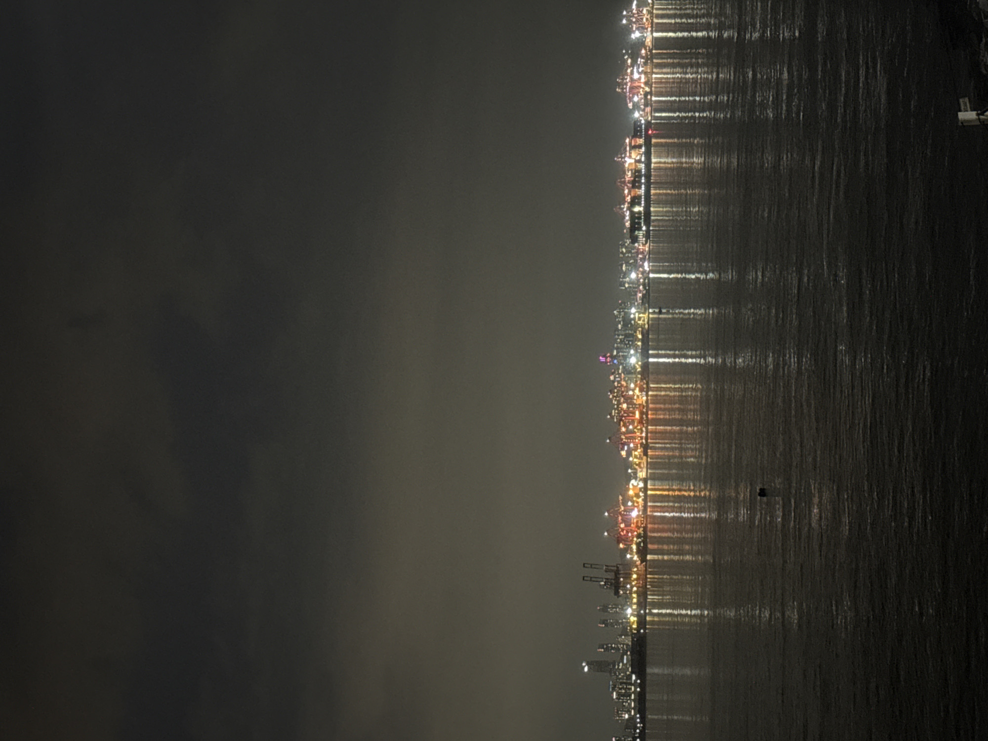 Ansan's waterfront and rocky bay island at night