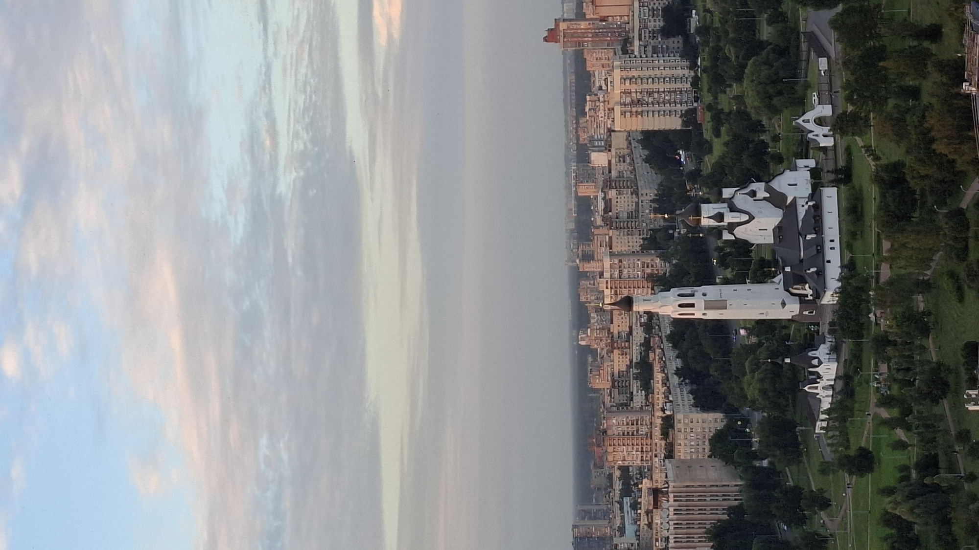 Saint Petersburg skyline at golden hour, August evening