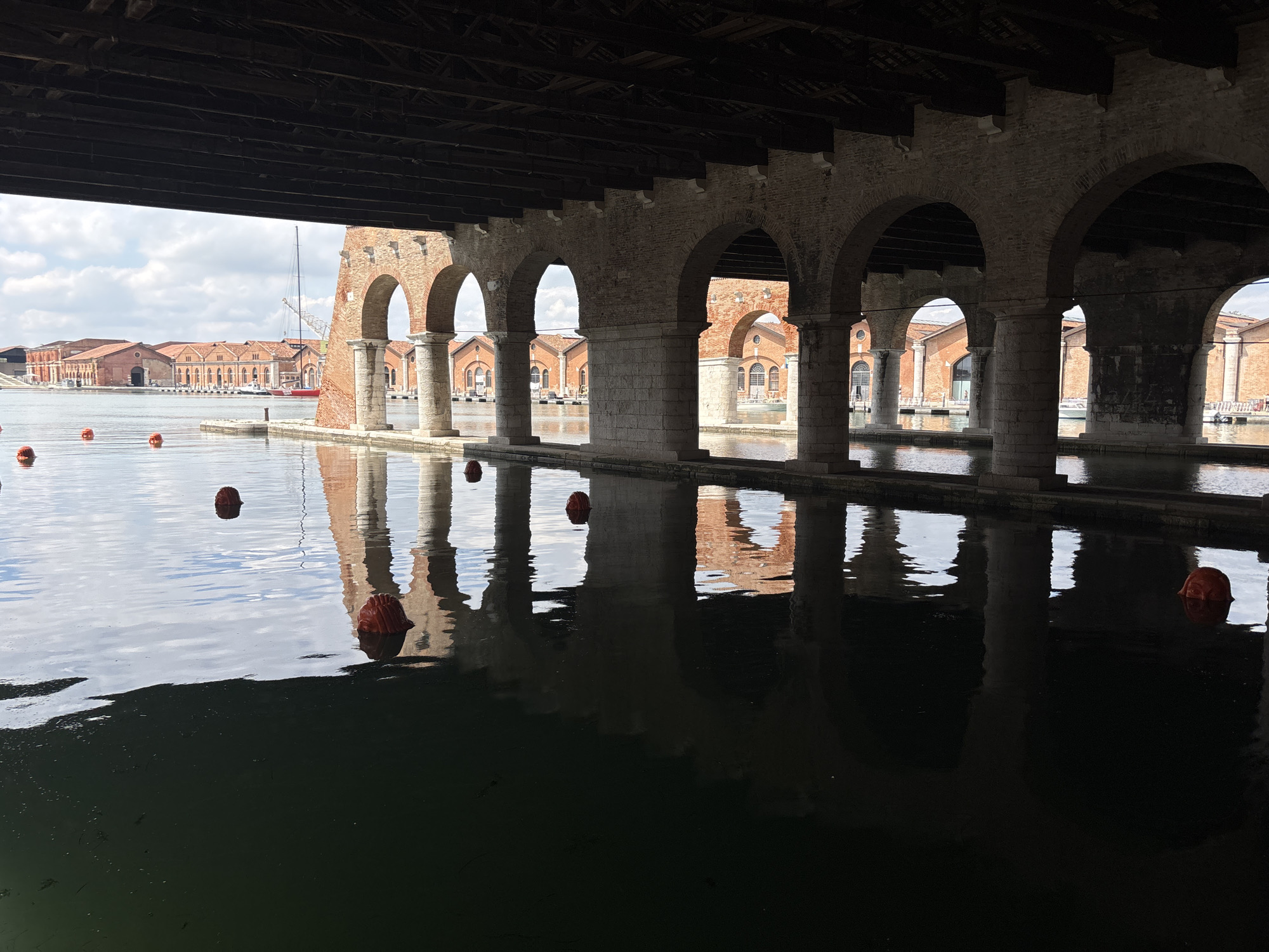 Contemporary art installations documented across Venice's historic canals and architecture