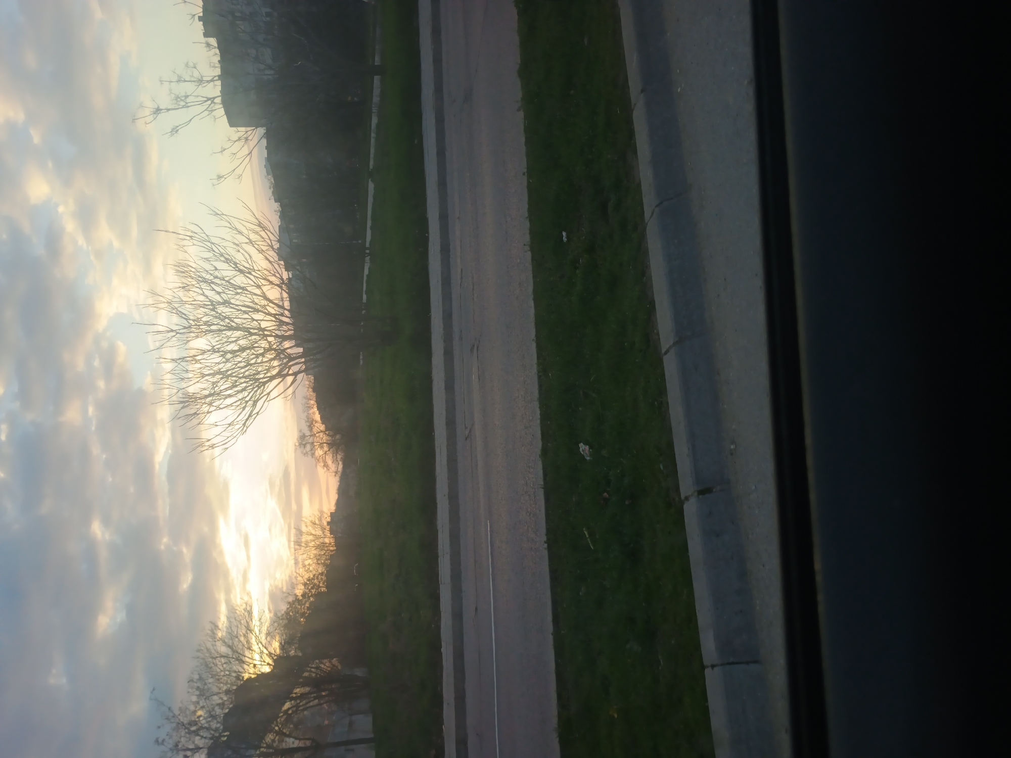 Dawn roadside view captured from vehicle near Varna Bulgaria
