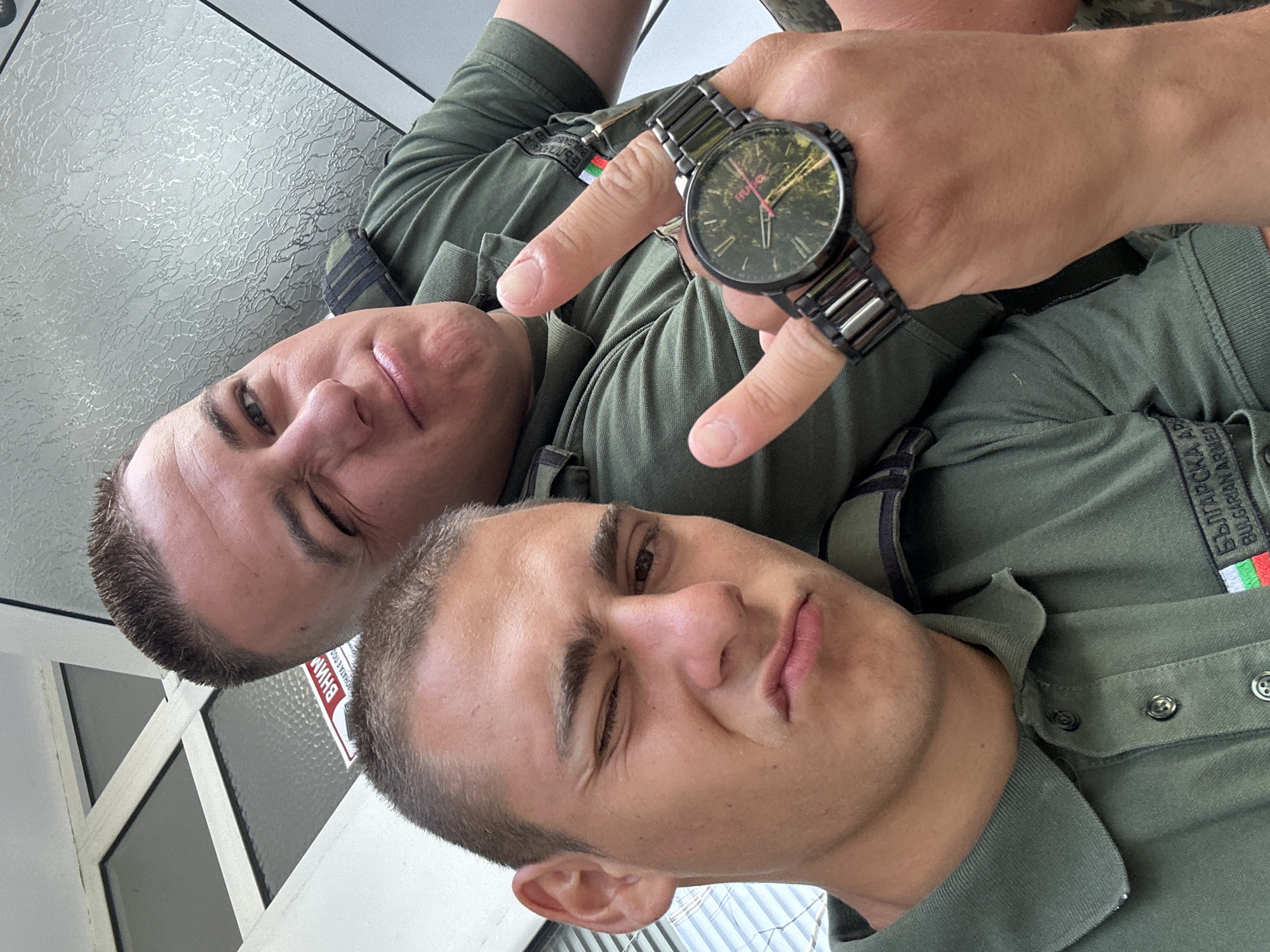 Soldiers clowning around for selfies at a Veliko Tarnovo base