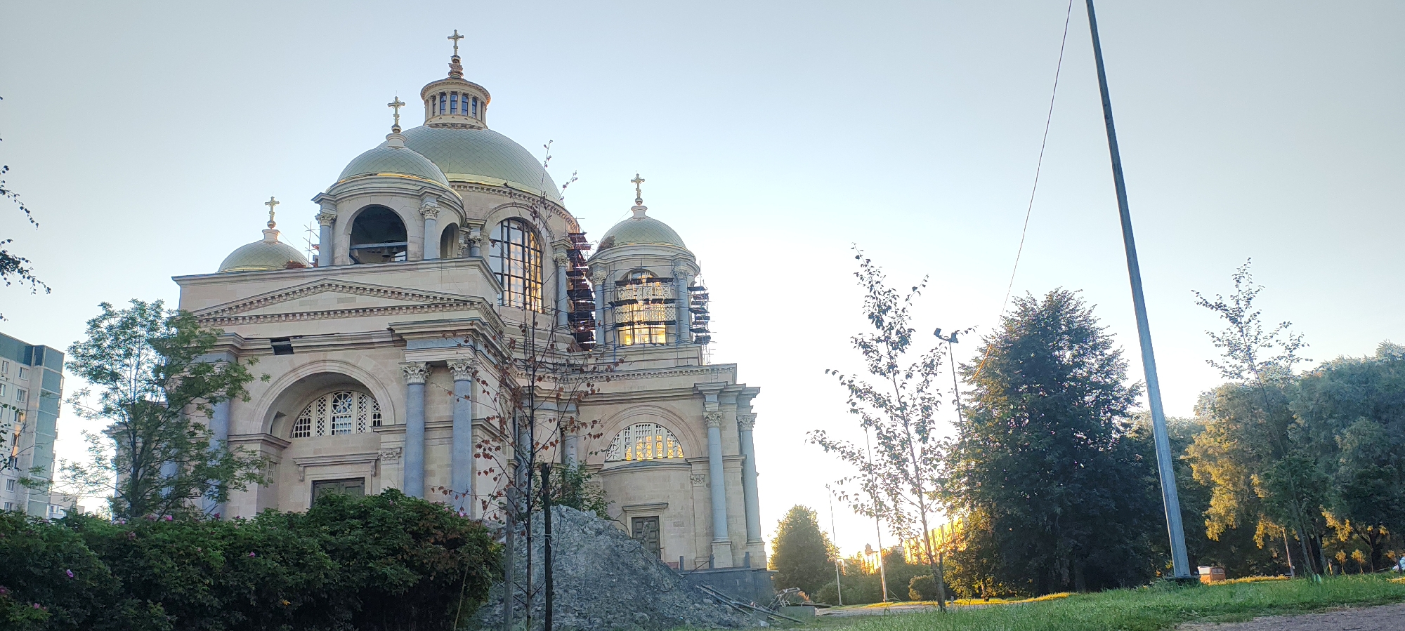 Saint Petersburg's iconic Orthodox cathedrals on a summer evening