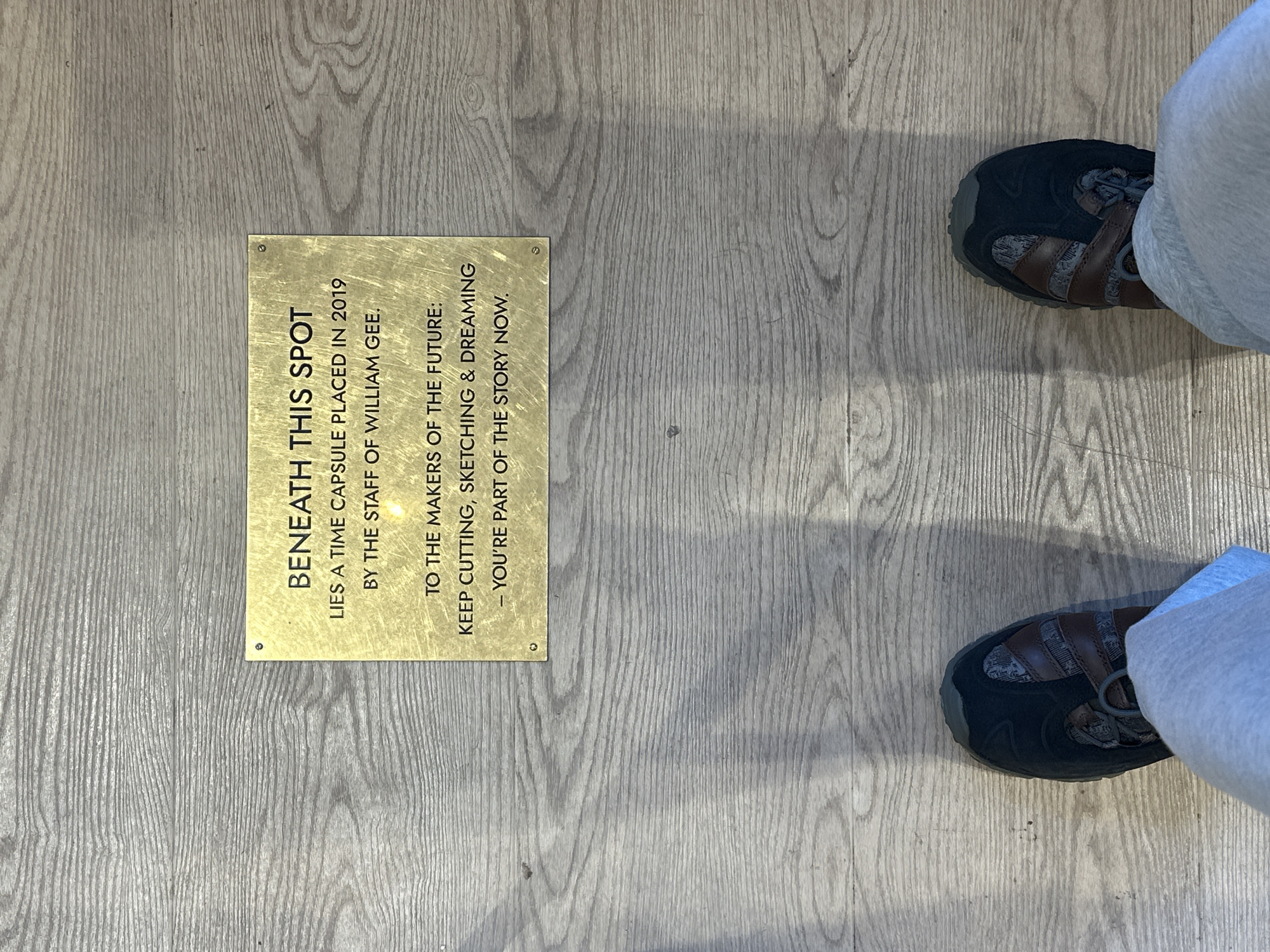 London witnesses document floor plaque and craft store display