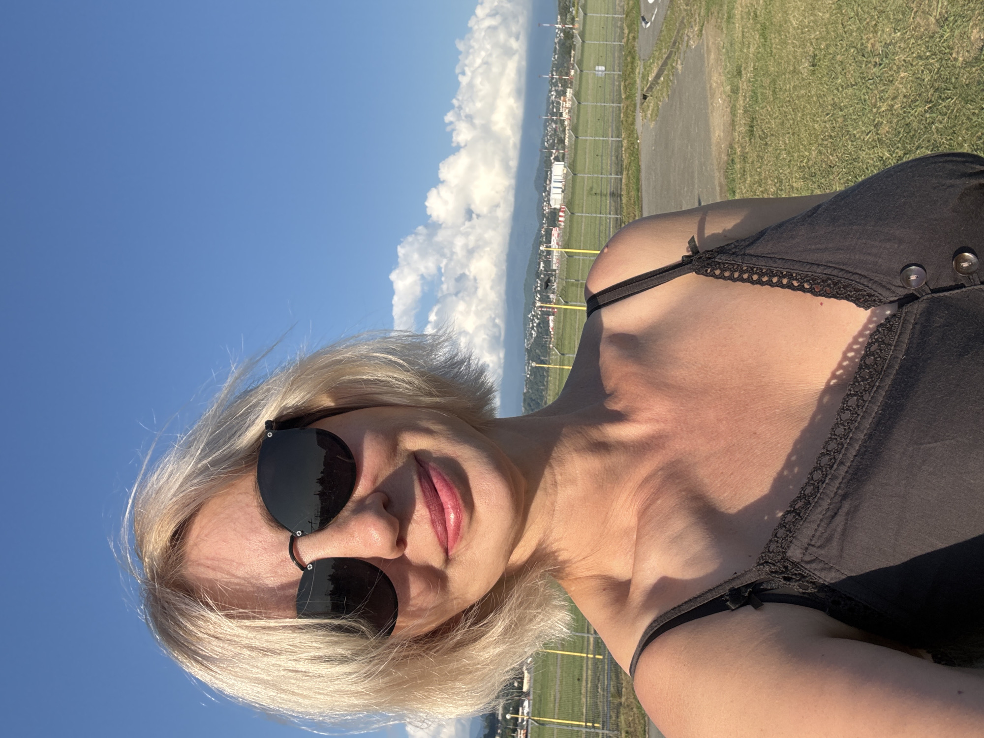 Plane-watching on the grass at Sochi Airport