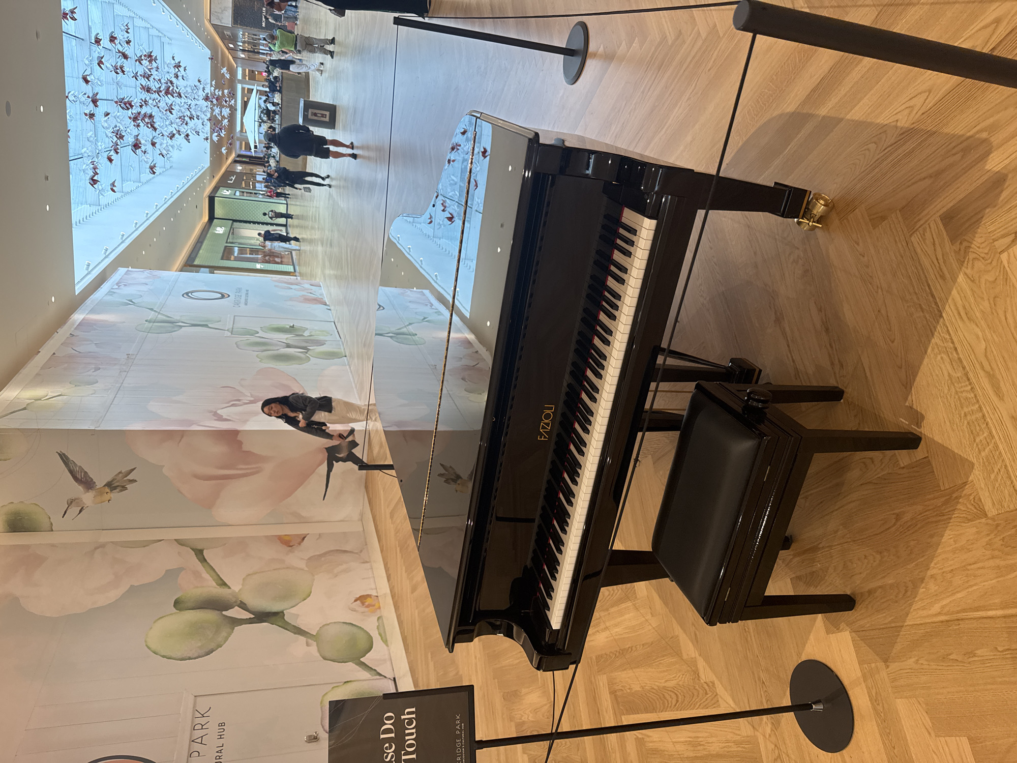 Fazioli piano and art installation inside Vancouver's Time Out Market