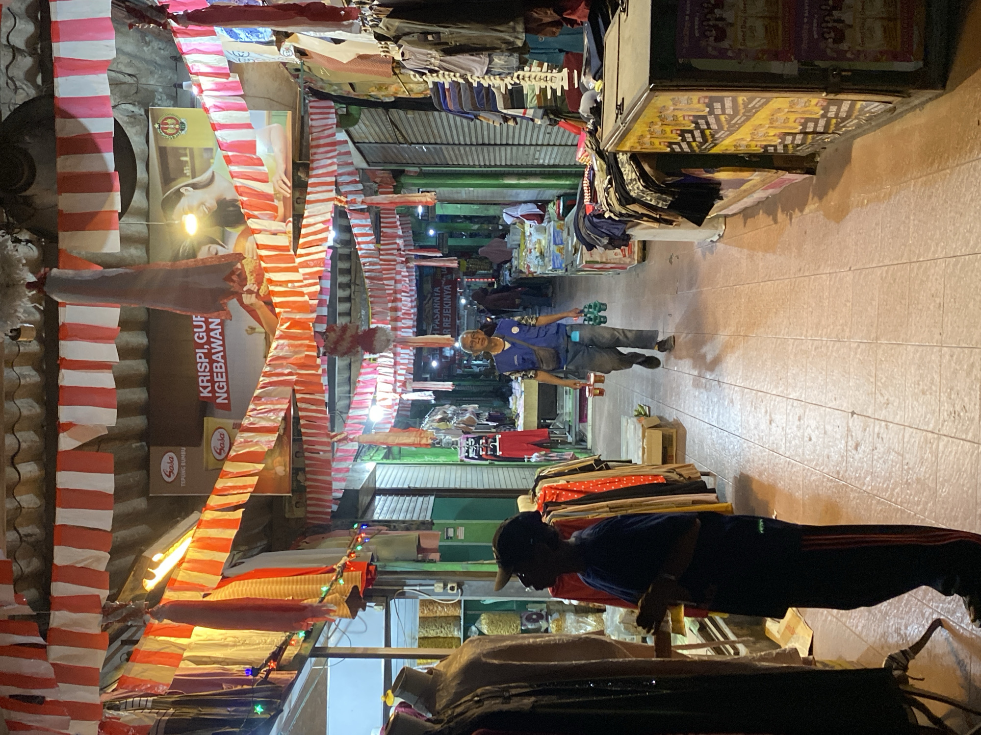 Evening market in Ambarketawang dressed up for Independence Day