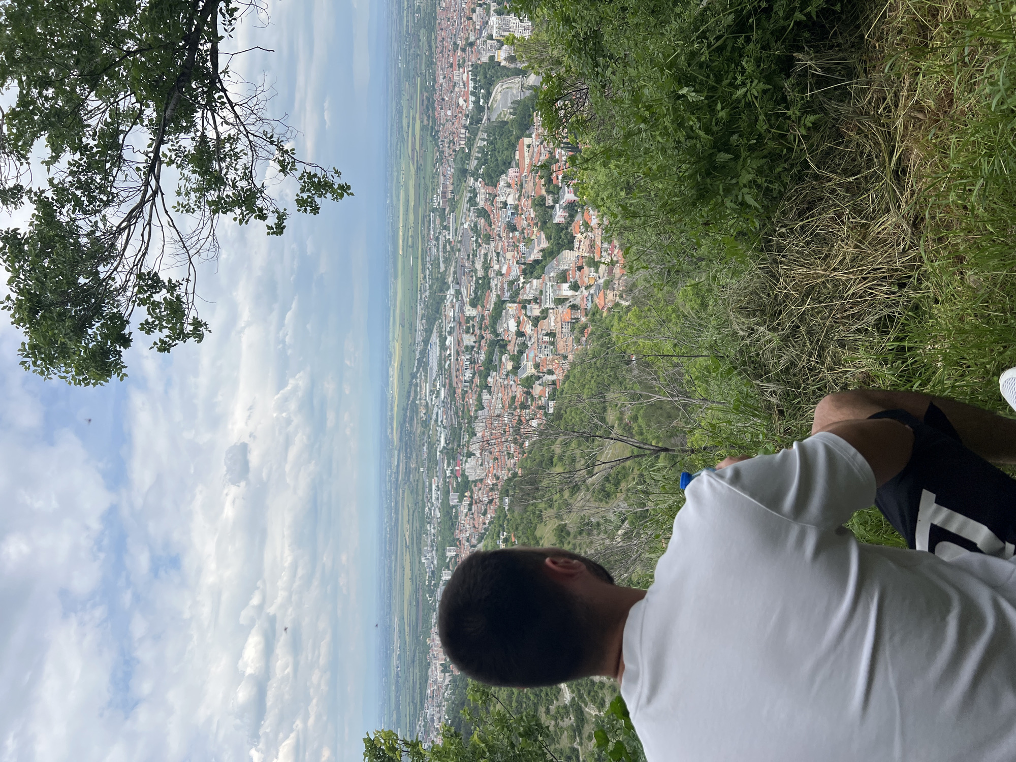 Tourist captures scenic views from Asen's Fortress, Asenovgrad Bulgaria