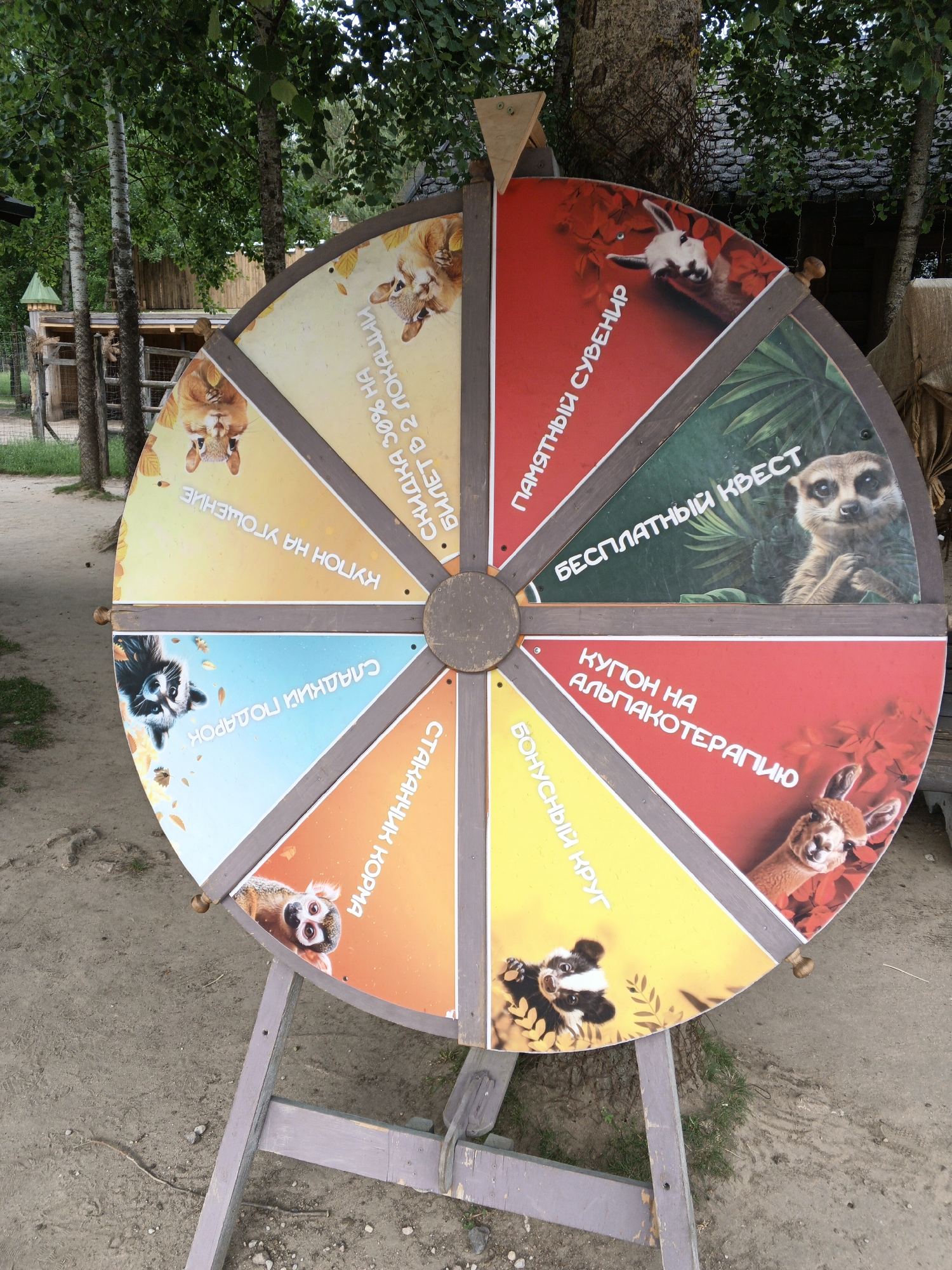 Visitor documents zoo attractions and sculptures in Baranavichy, Belarus