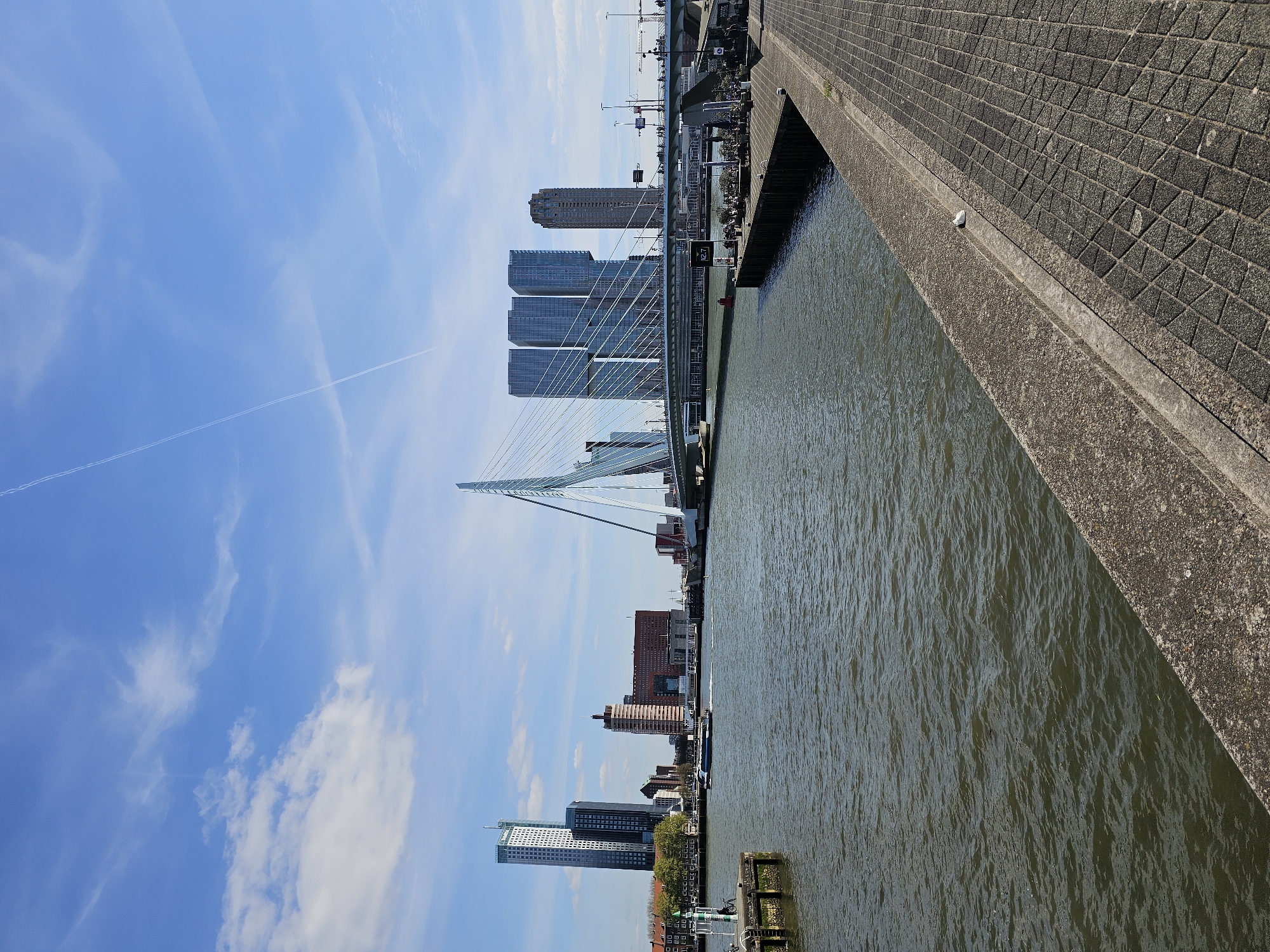 Rotterdam waterfront and historic warship documented from elevated viewpoints