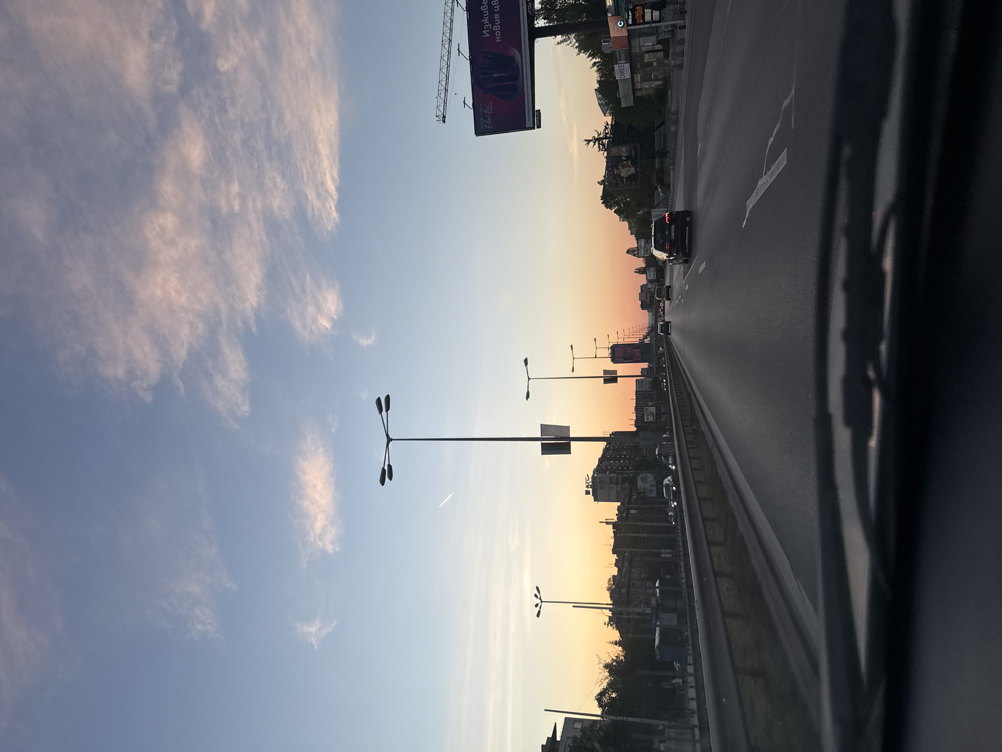 Evening traffic captured from vehicle on Sofia road