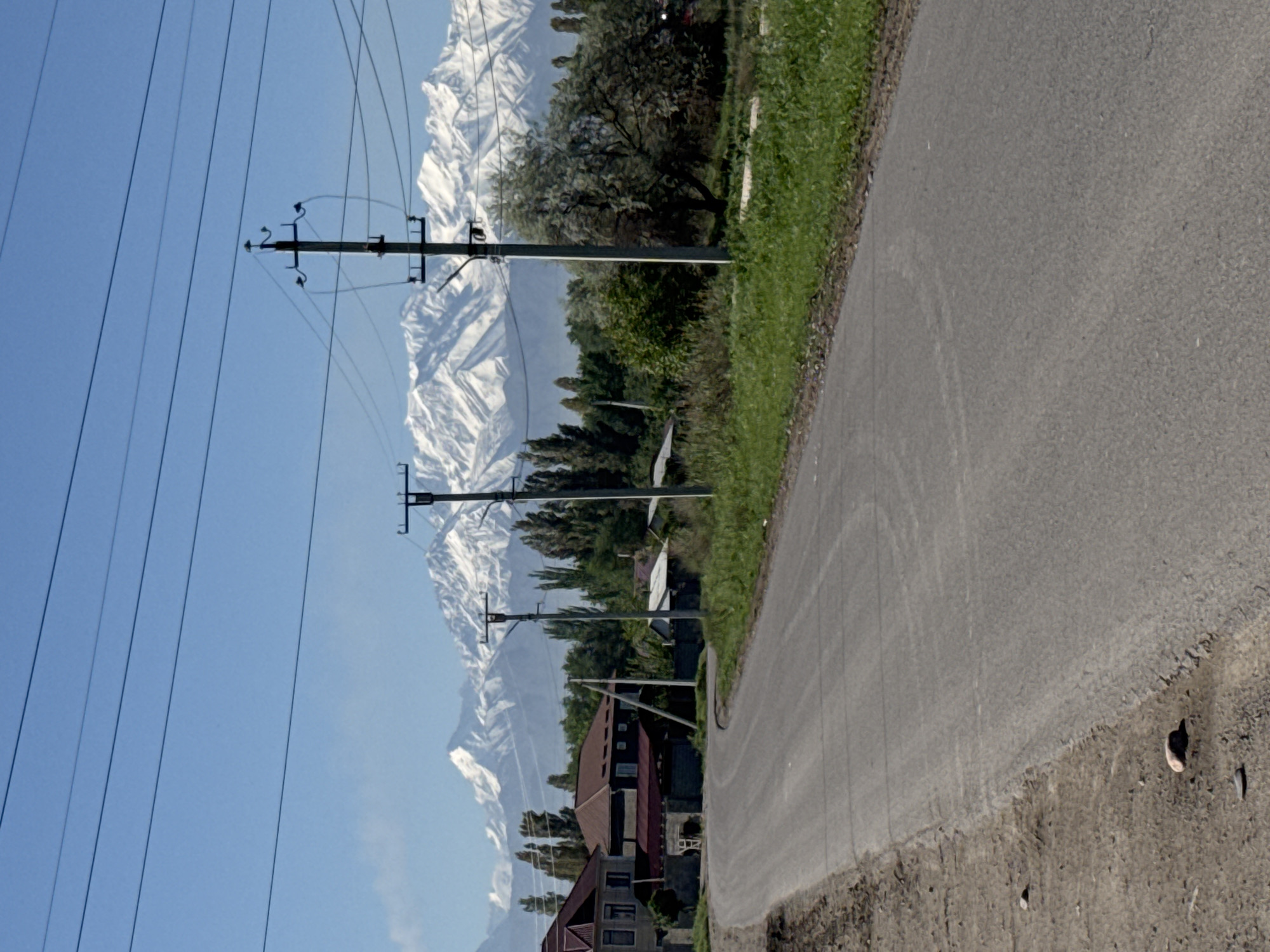 Residential street scene documented in Alamüdün, Kyrgyzstan