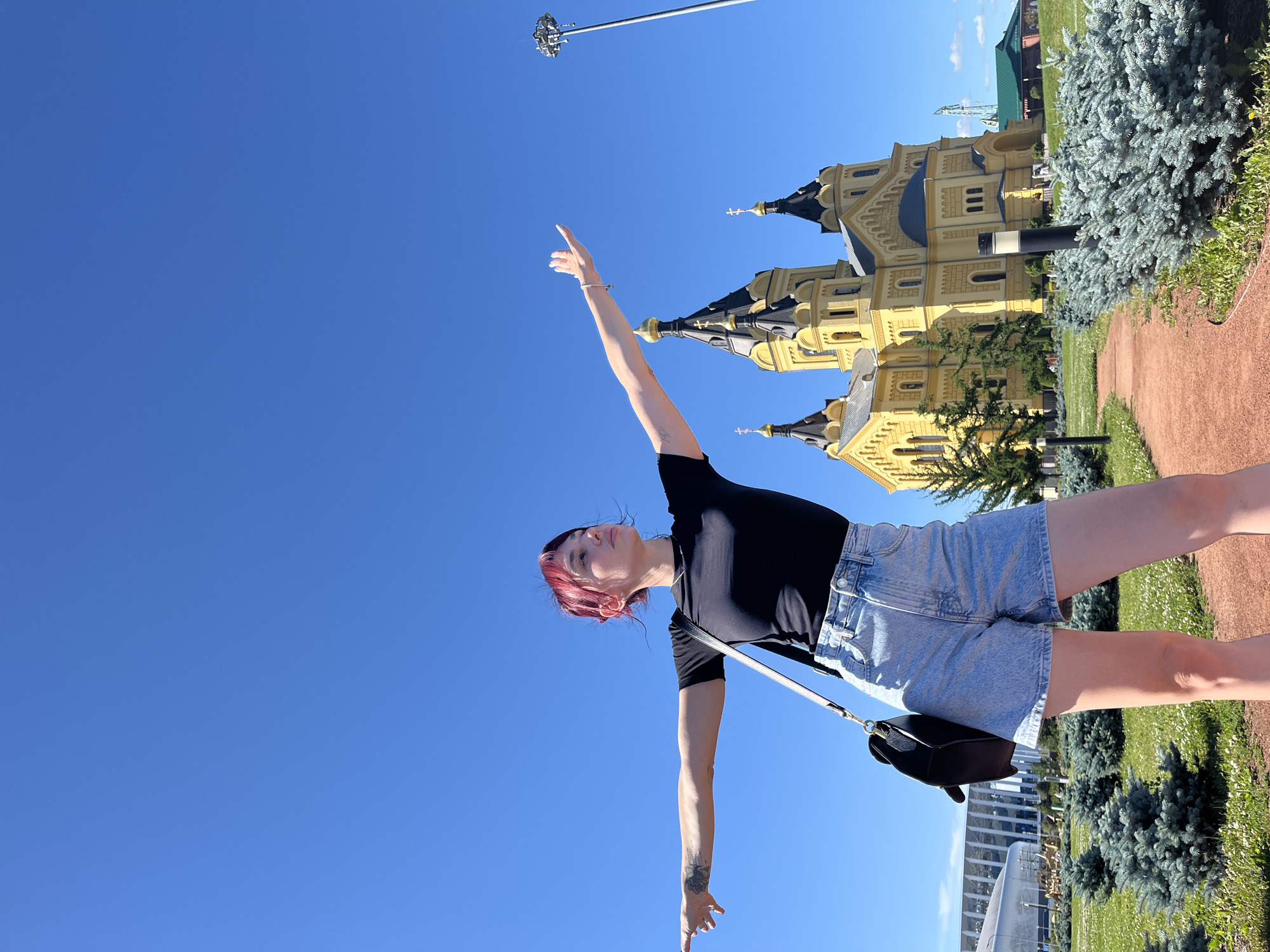 Sunny day at Nizhny Novgorod's cathedral and riverfront