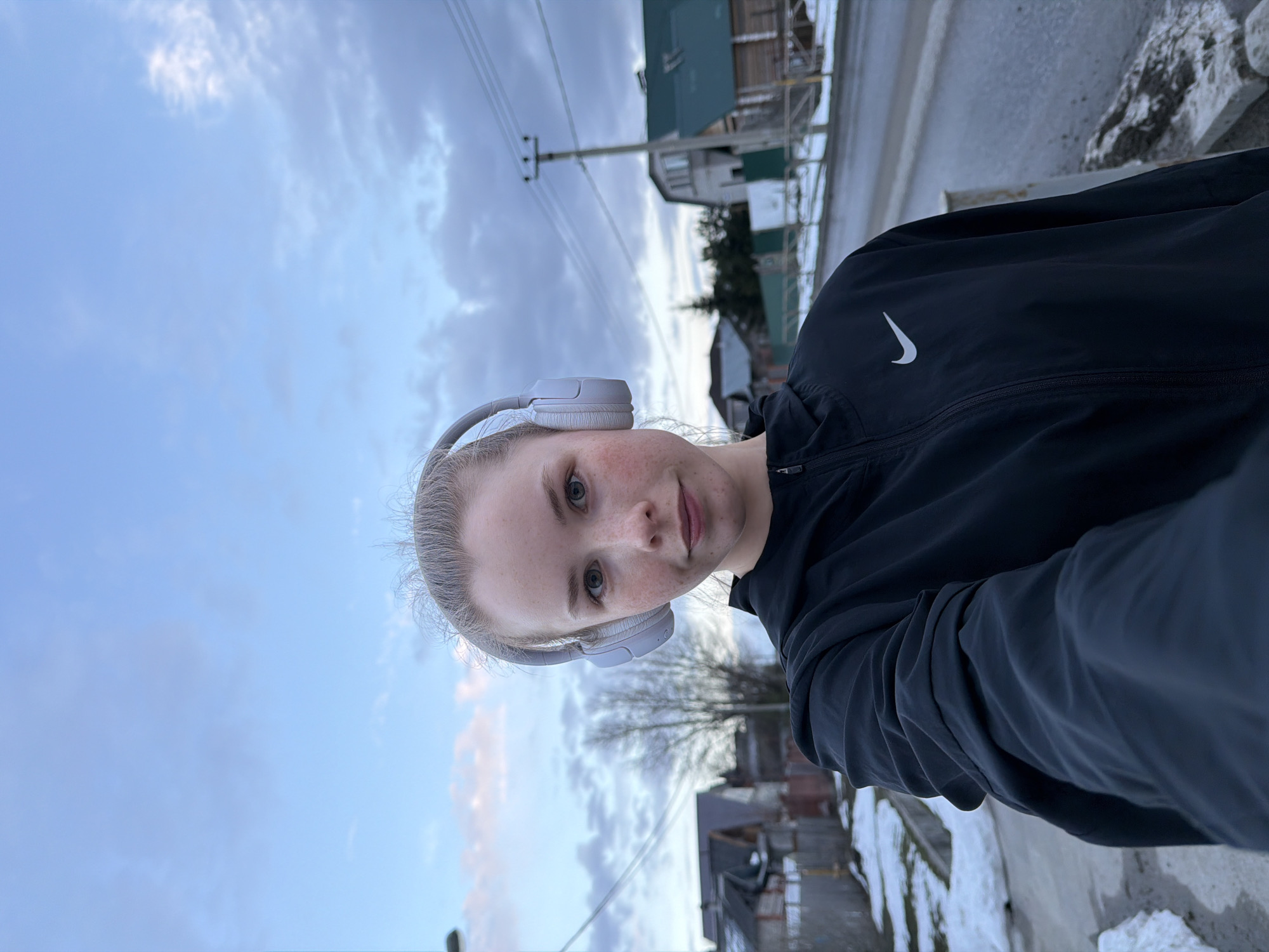 Young Person Takes Outdoor Selfies in Berezniki, Russia