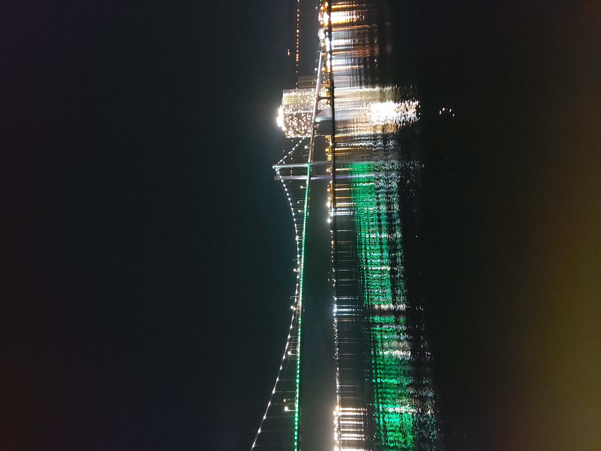 Da Nang skyline and Dragon Bridge glowing after dark