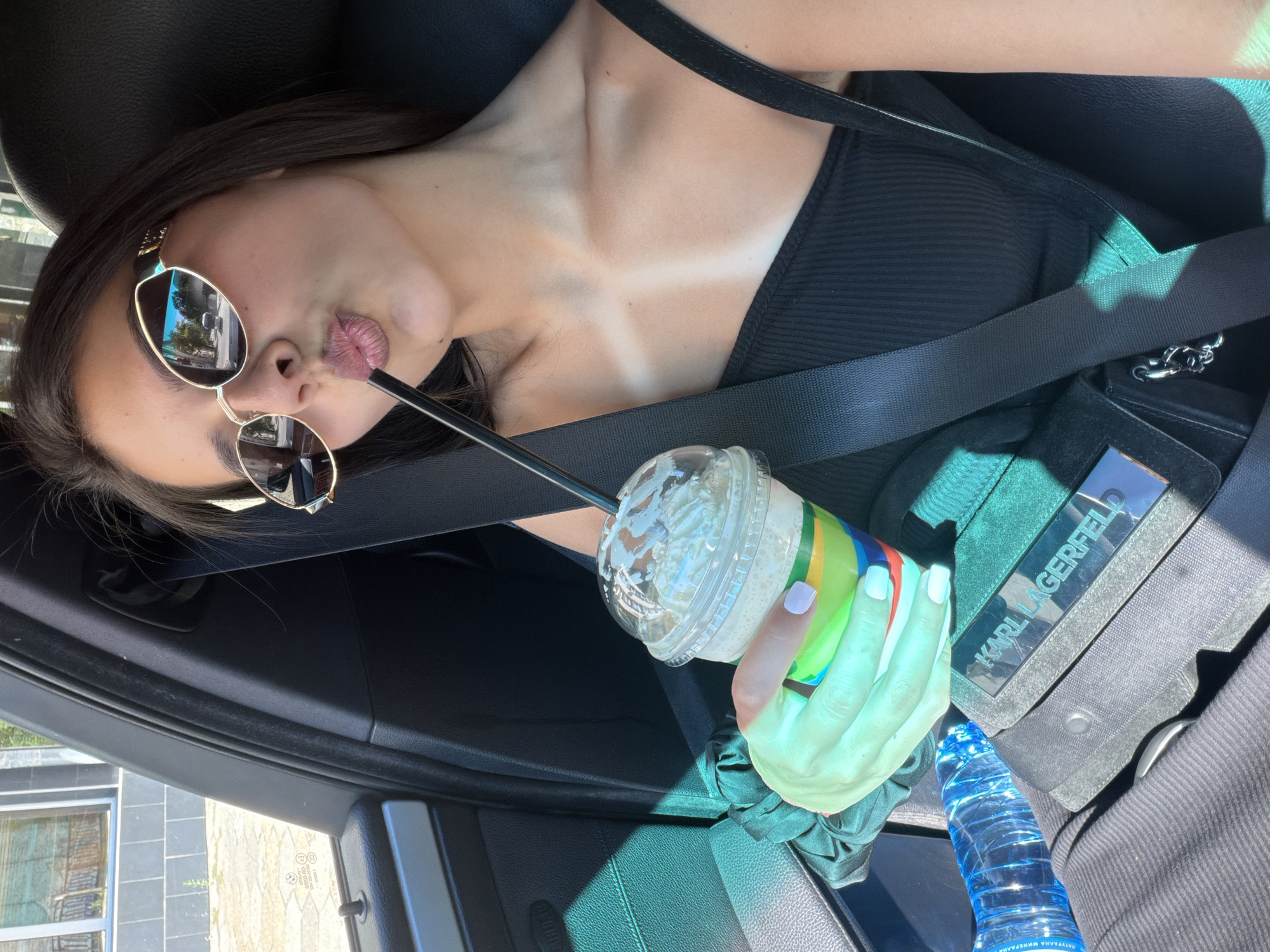 Passenger seat drink moment somewhere in Gabrovo, Bulgaria