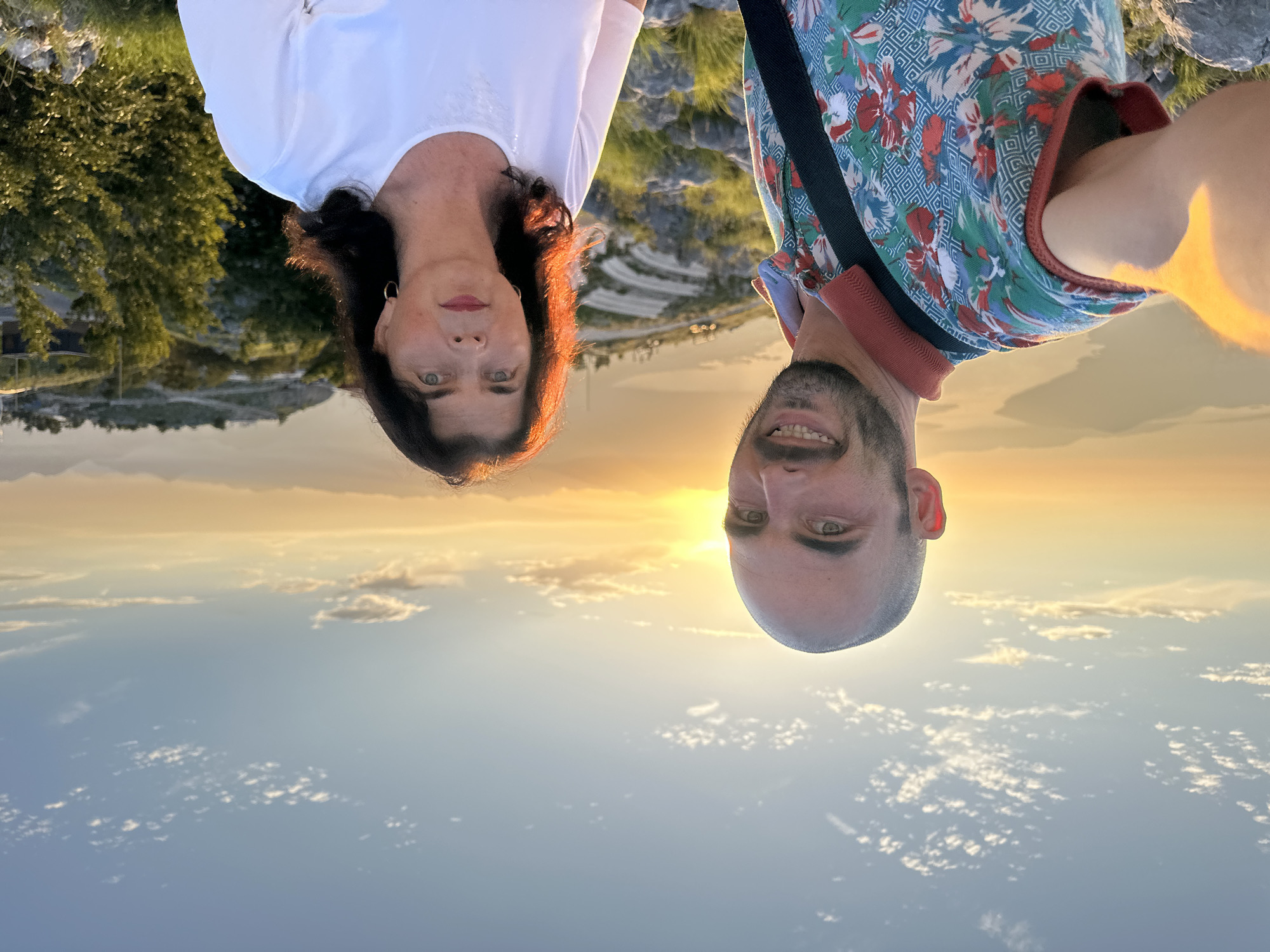 Couple captures sunset selfies on Montenegro mountainside overlook