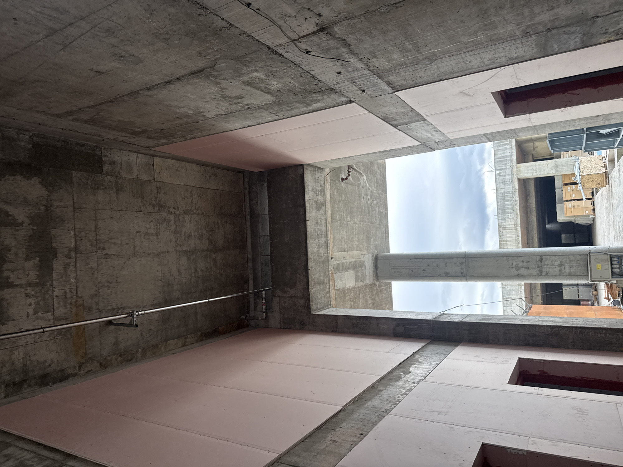 Construction site documented in Sofia with concrete and pink insulation