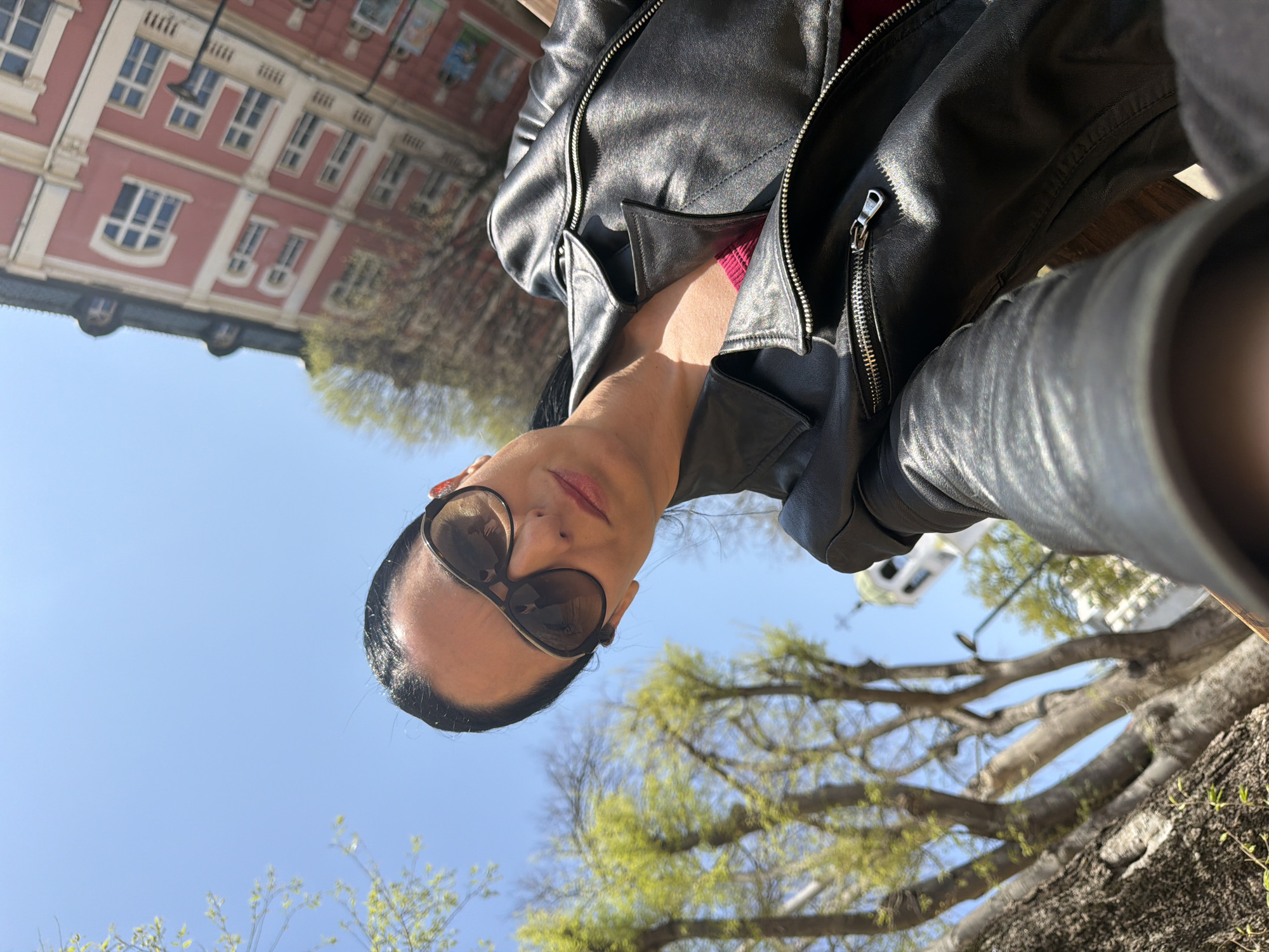 Woman photographed on sunny morning in Pleven, Bulgaria