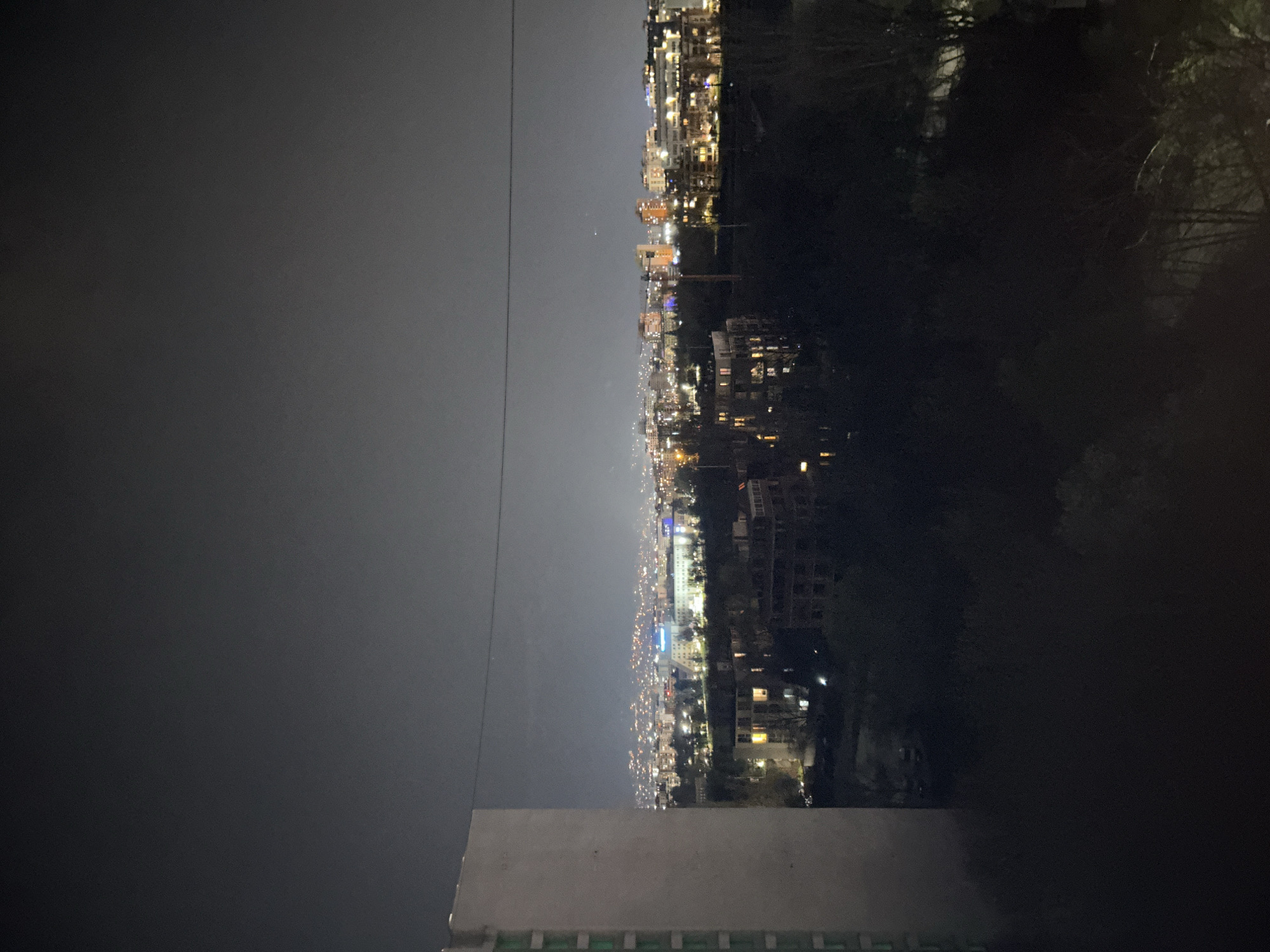 Nighttime cityscape captured from elevated view in Sofia, Bulgaria