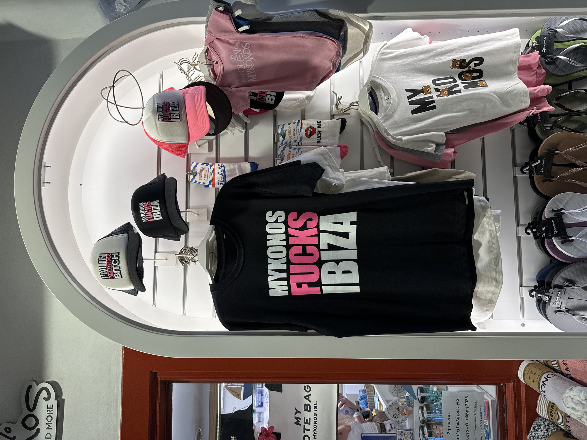 Mykonos shop sells bold rivalry tees taking shots at Ibiza