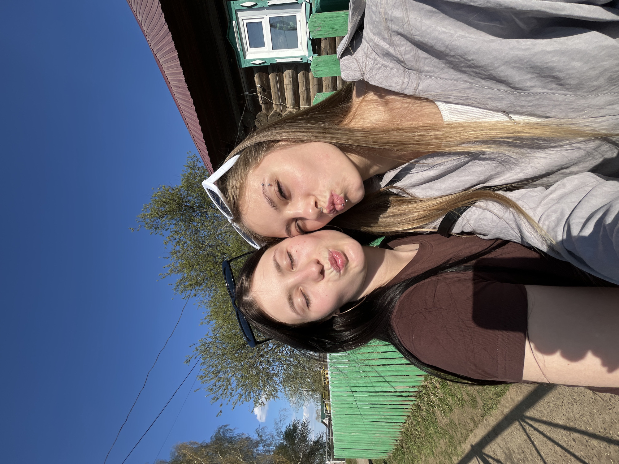Young women take selfies in Фоки, Russia
