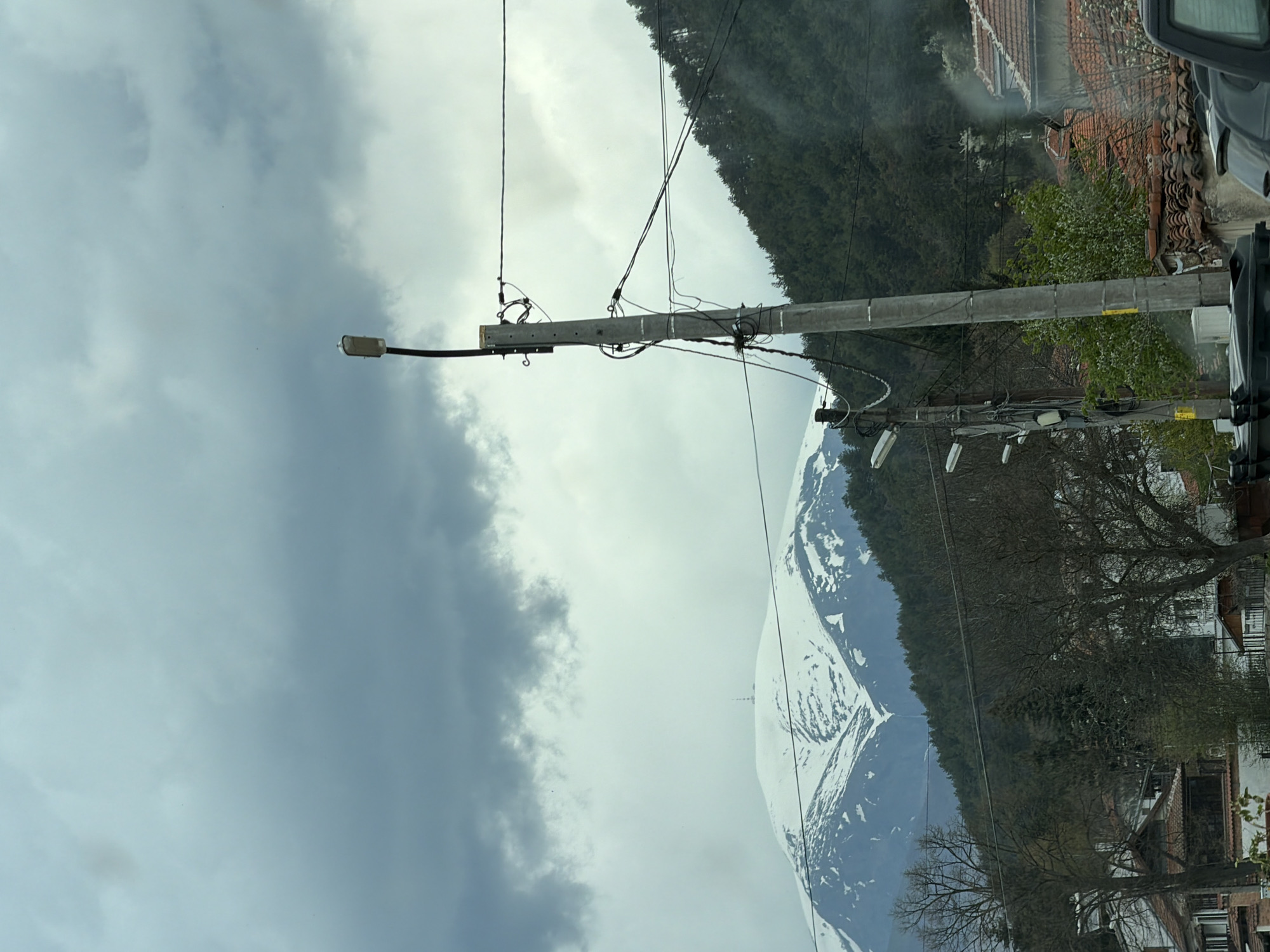 Overcast day documented in Kalofer, Bulgaria with mountain views