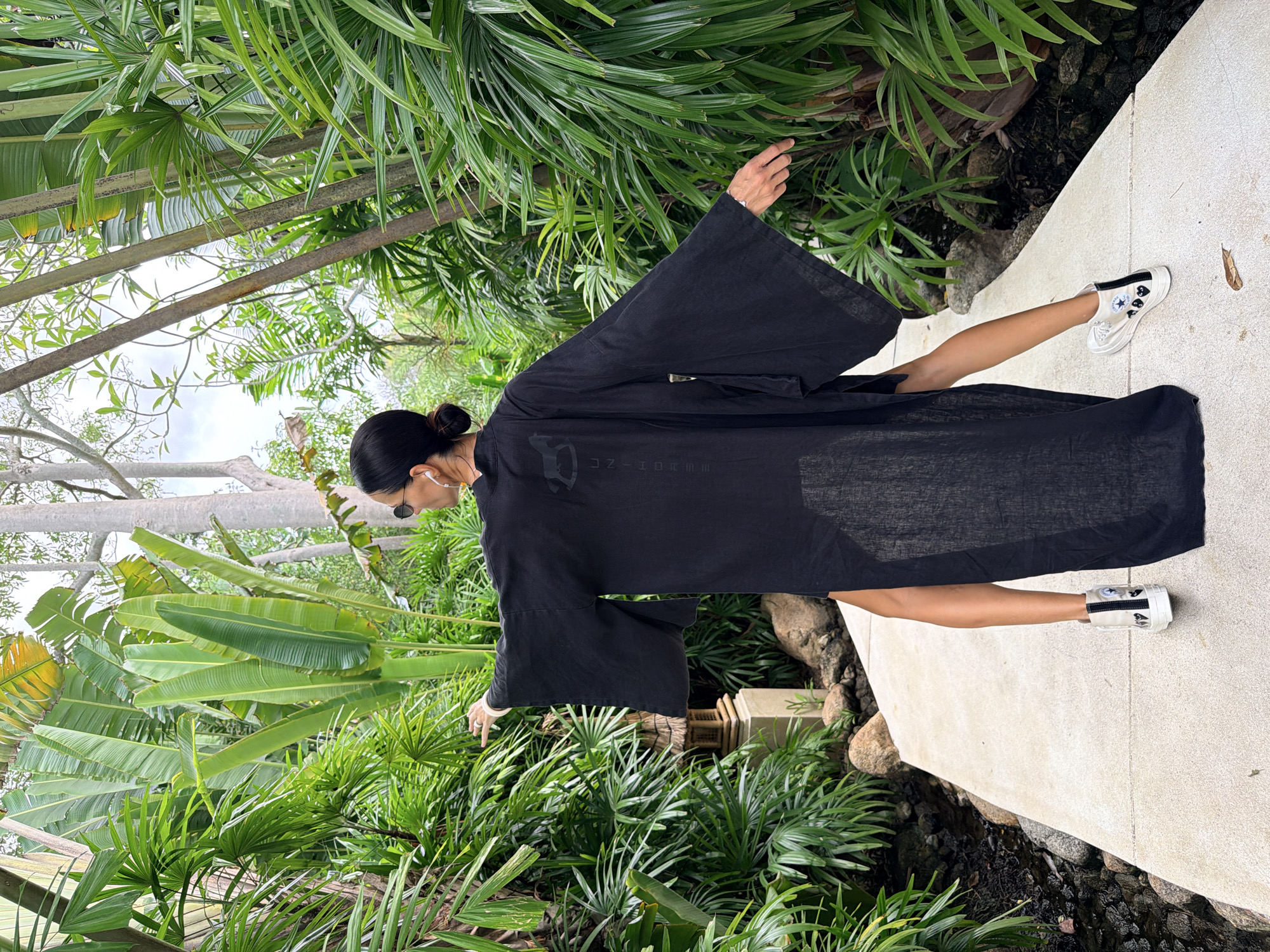 Black kimono robe on a jungle path in Ko Samui