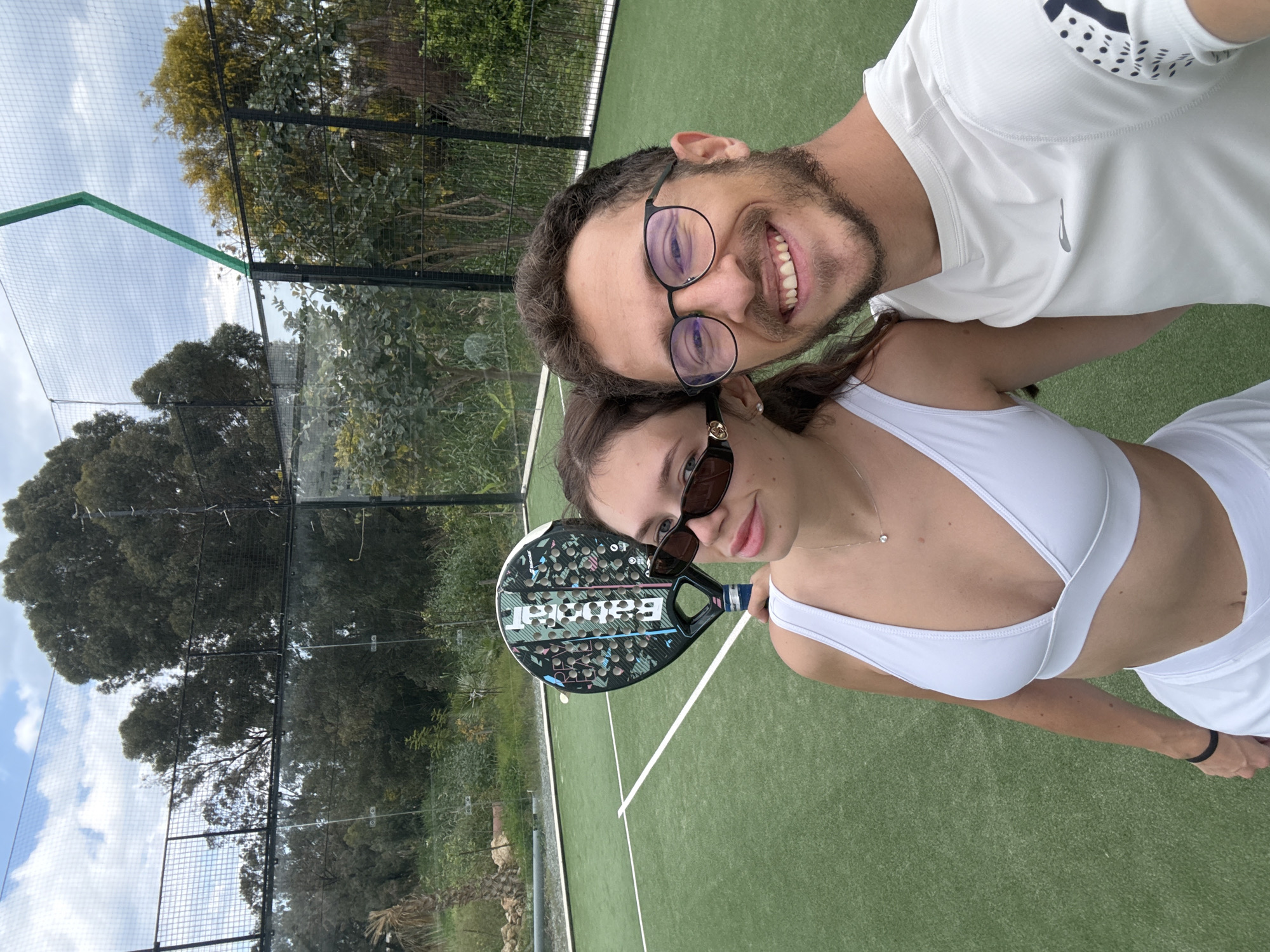 Couple shares playful moments at Larnaca paddle tennis court