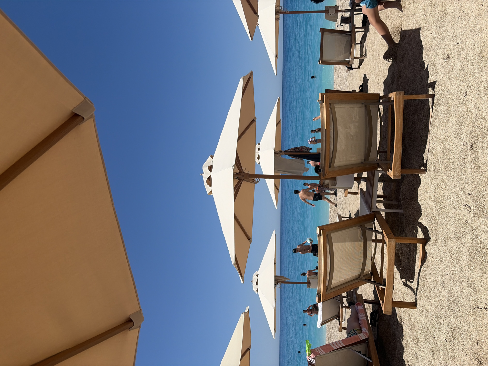 Crowded summer beach day on the Greek Ionian coast