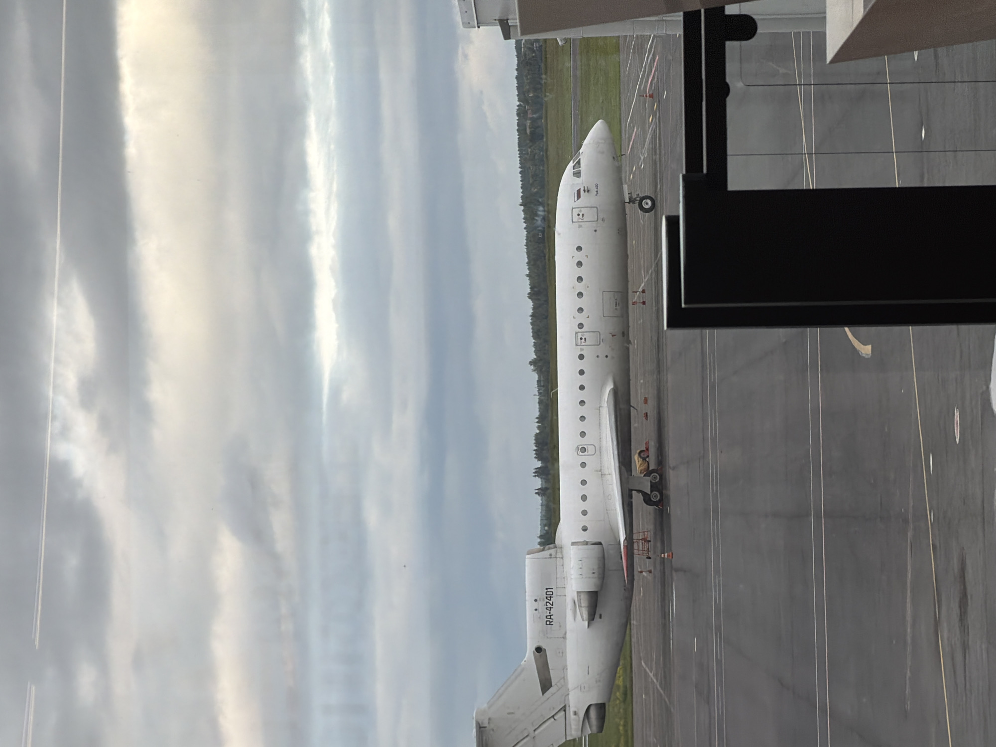 Yak-40 aircraft parked at Russian airfield