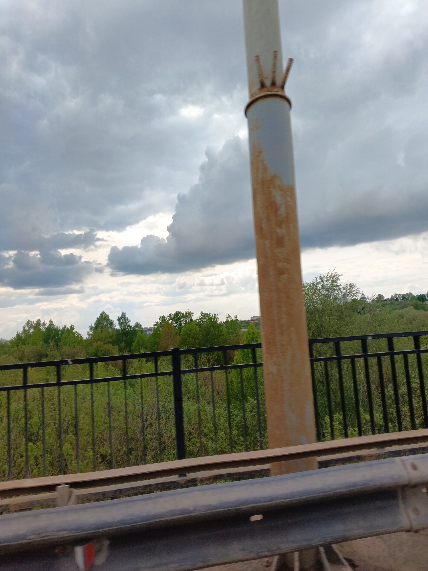 Rusted roadside pole documented in Vladimir, Russia