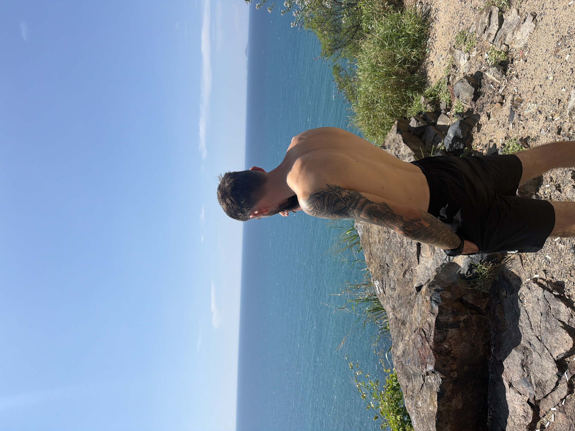 Man photographed on coastal cliffs in Nha Trang, Vietnam