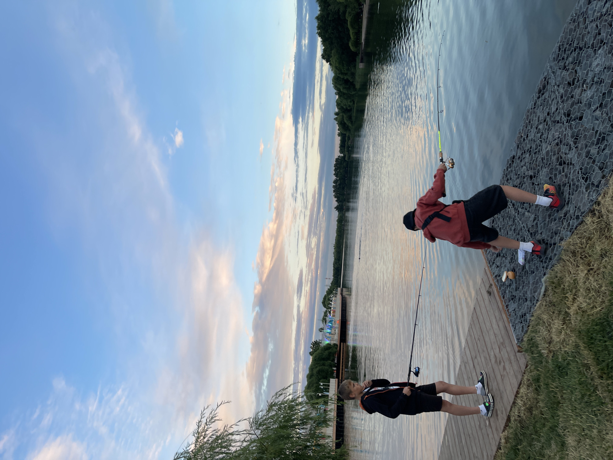 Summer evening at a Moscow waterfront park