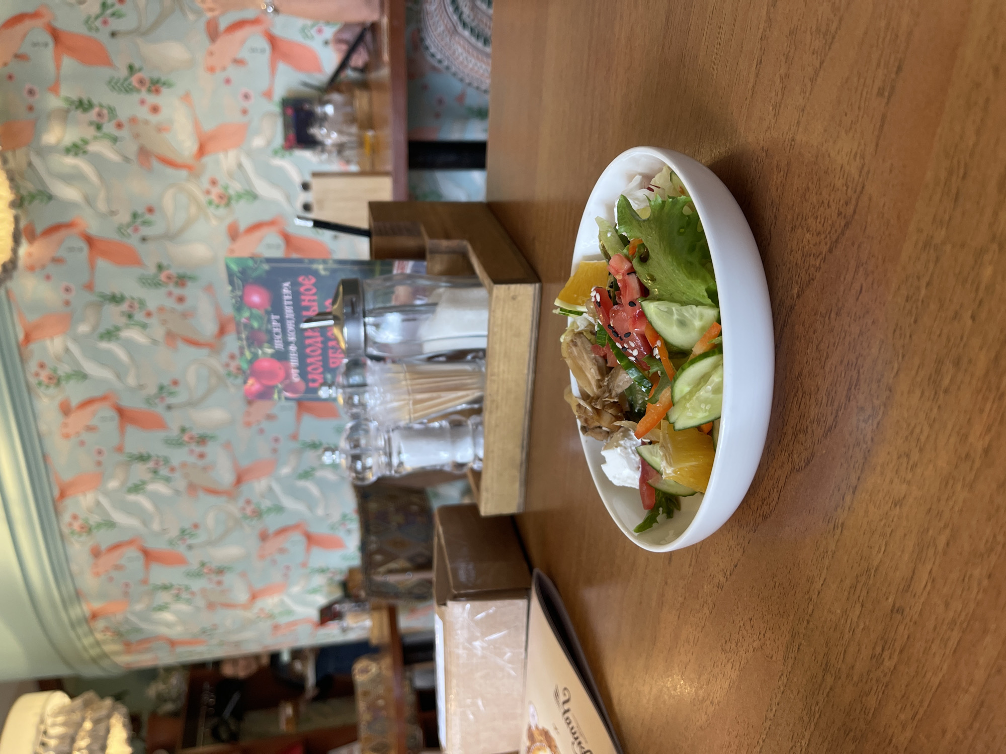 Lunch gathering documented at decorated cafe in Izhevsk, Russia